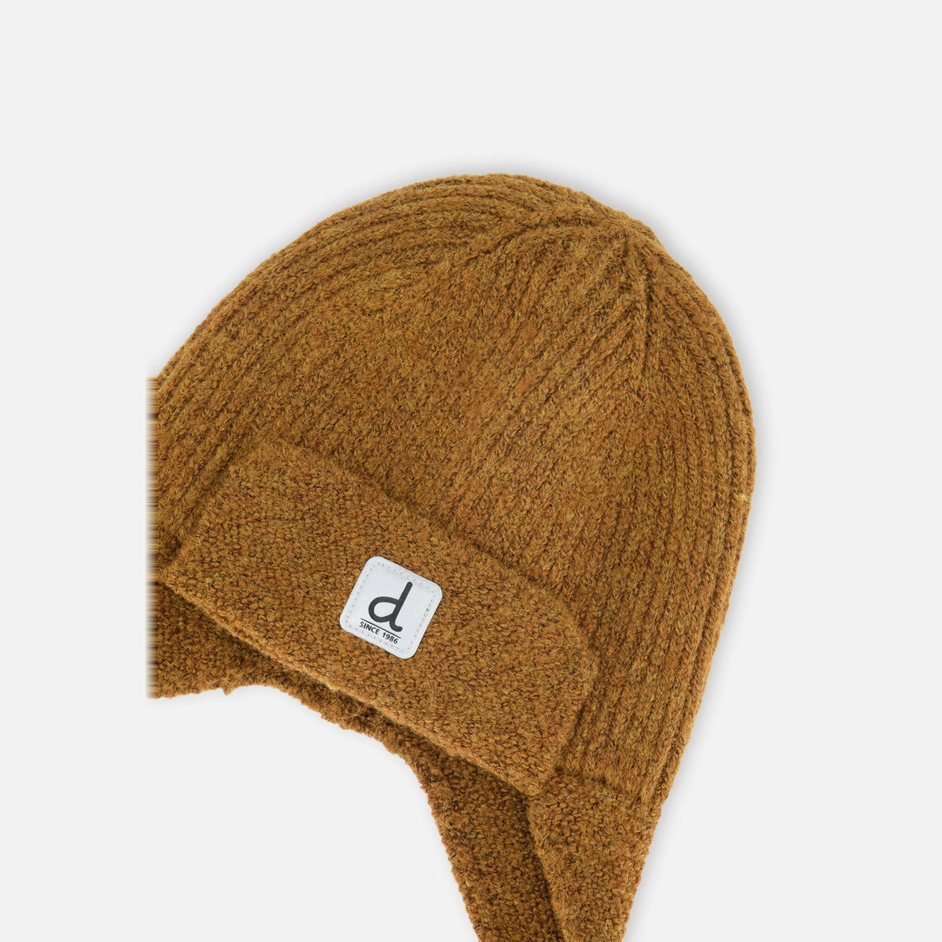 Baby Winter Knit Hat With Ear Flaps And Strings Brown Sugar , view 3 of 3