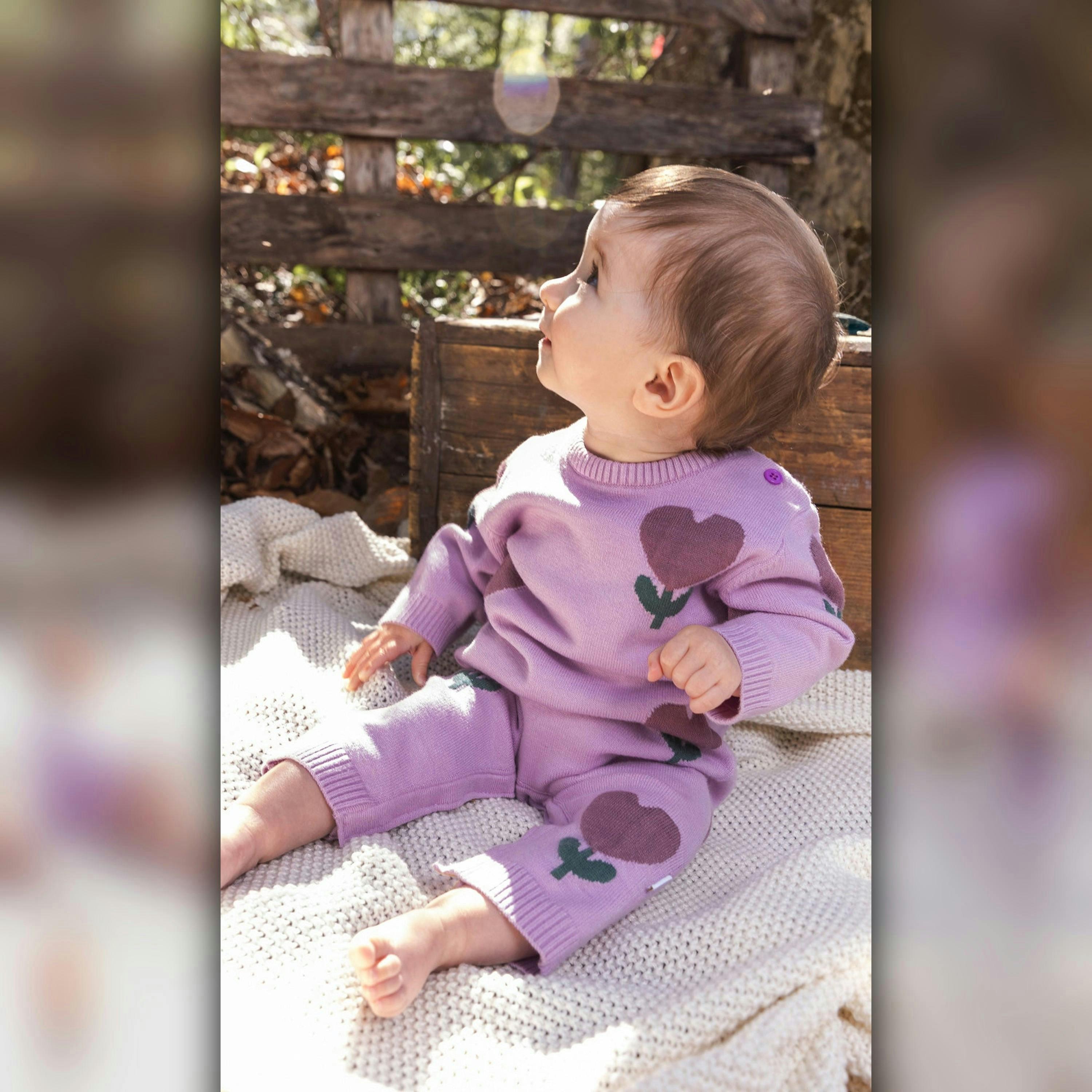 Knitted Intarsia Romper Lilac , view 2 of 3