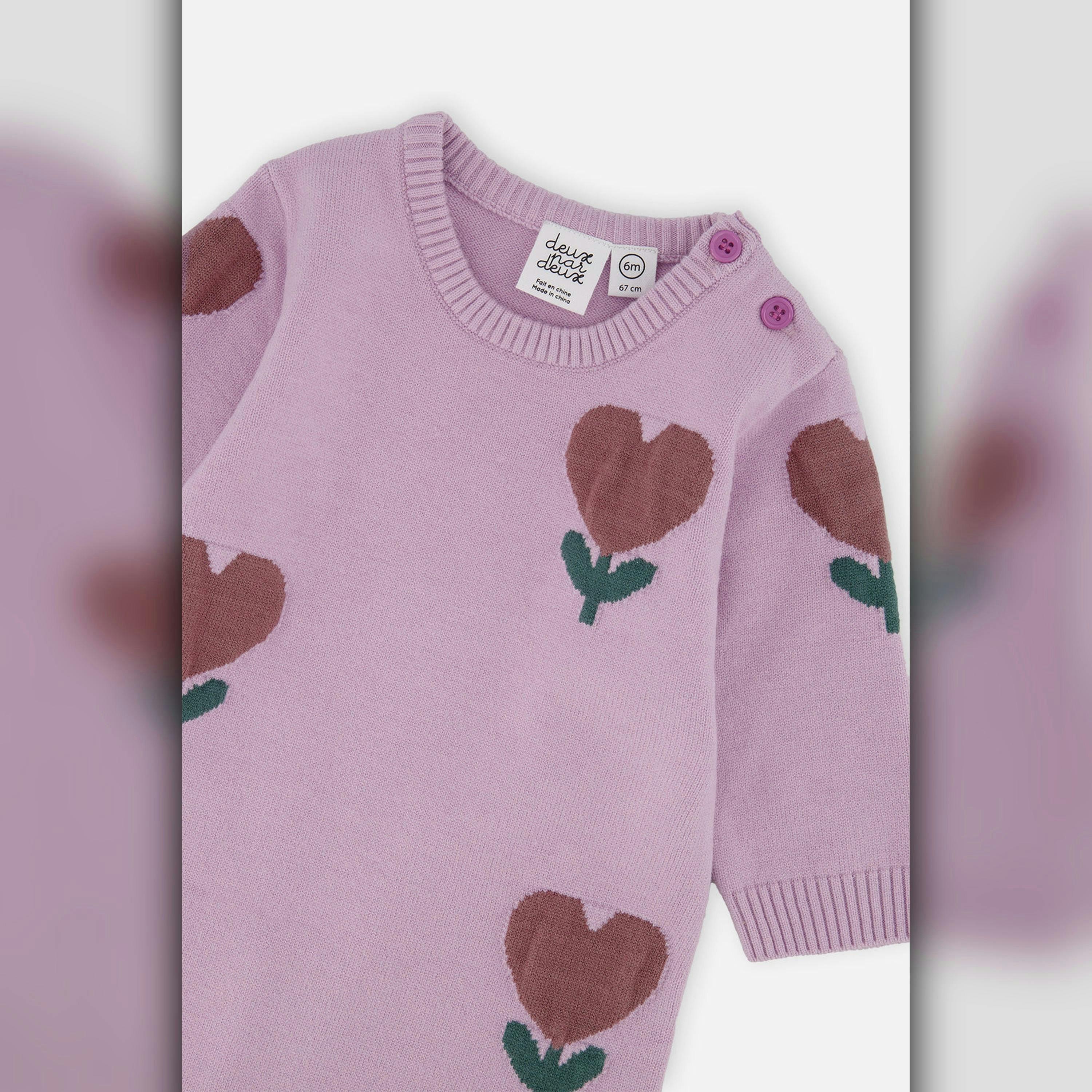 Knitted Intarsia Romper Lilac , view 3 of 3
