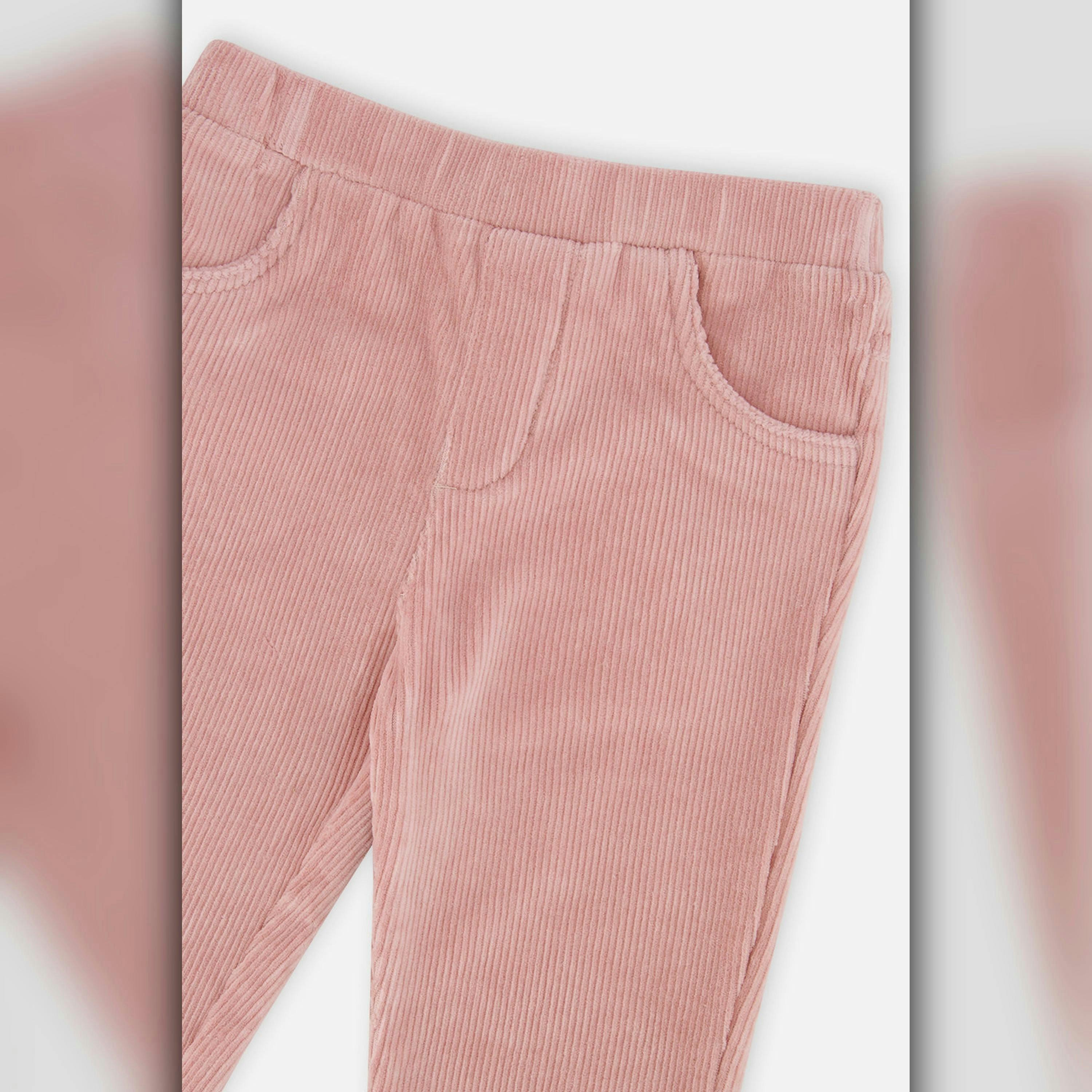 Stretch Velour Treggings Pale Dusty Pink , view 4 of 5