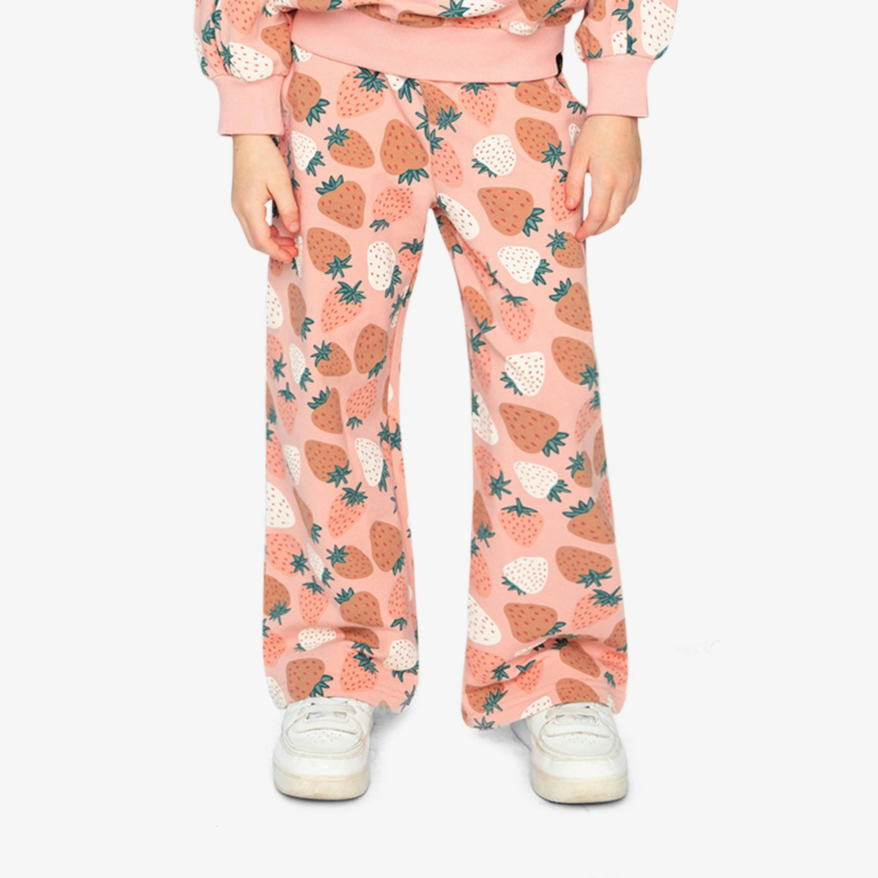 Wide Leg Sweatpants Pink Strawberry Print , view 2 of 6