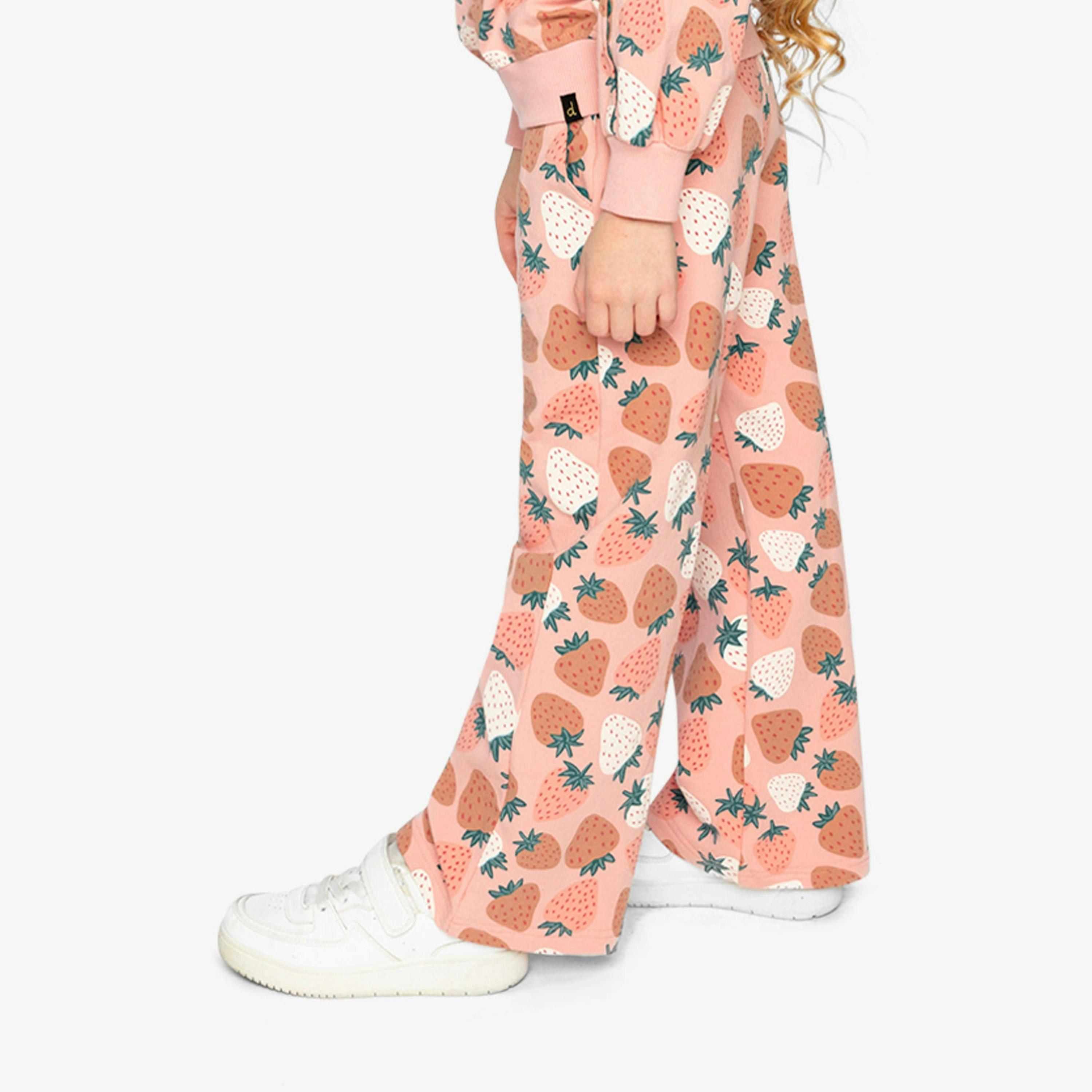 Wide Leg Sweatpants Pink Strawberry Print , view 3 of 6