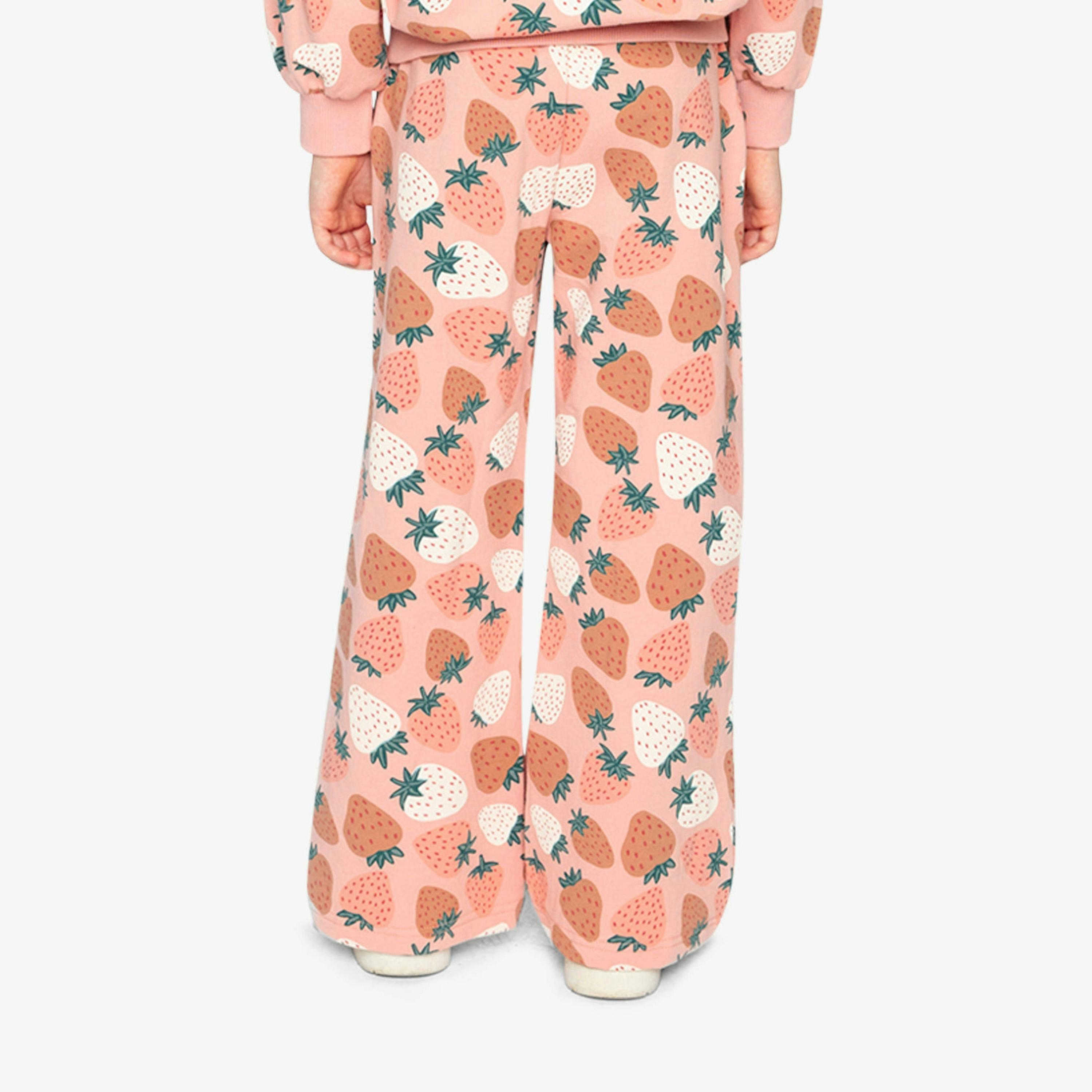 Wide Leg Sweatpants Pink Strawberry Print , view 4 of 6