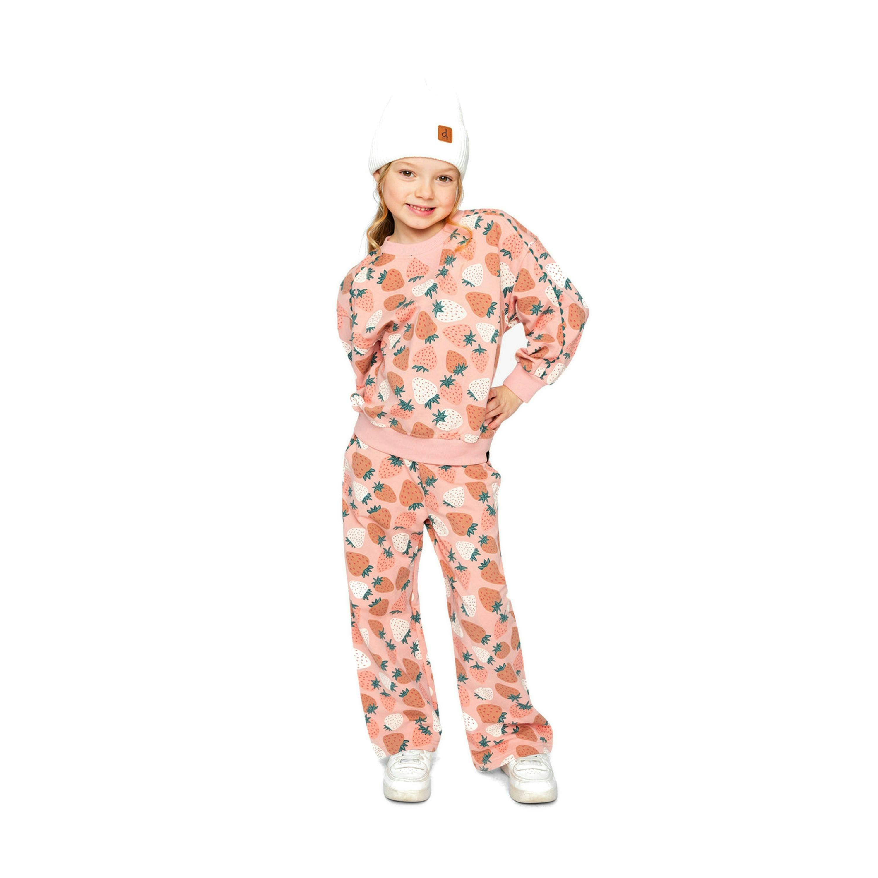 Wide Leg Sweatpants Pink Strawberry Print , view 5 of 6