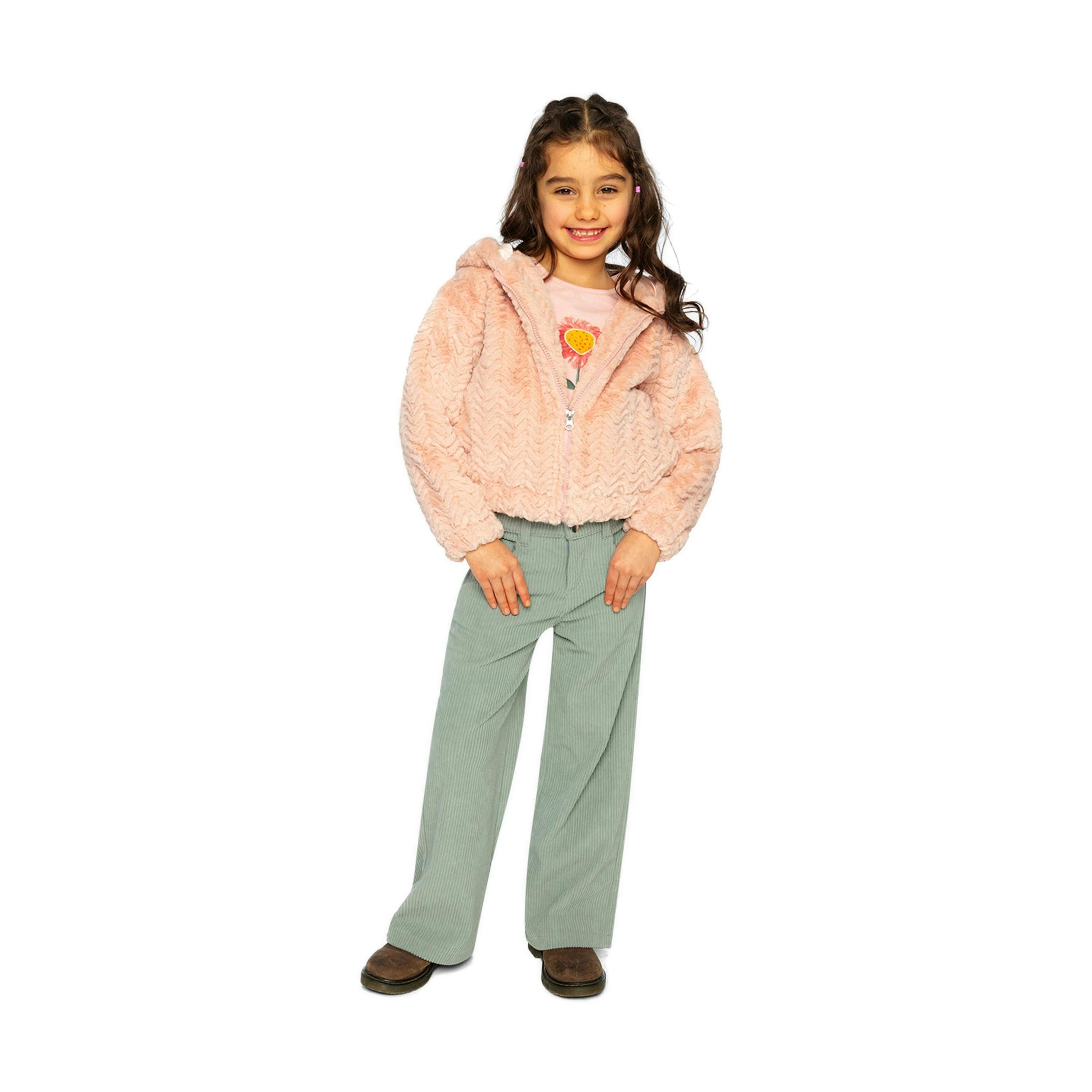 Faux Fur Hooded Cardigan Pink , view 5 of 6