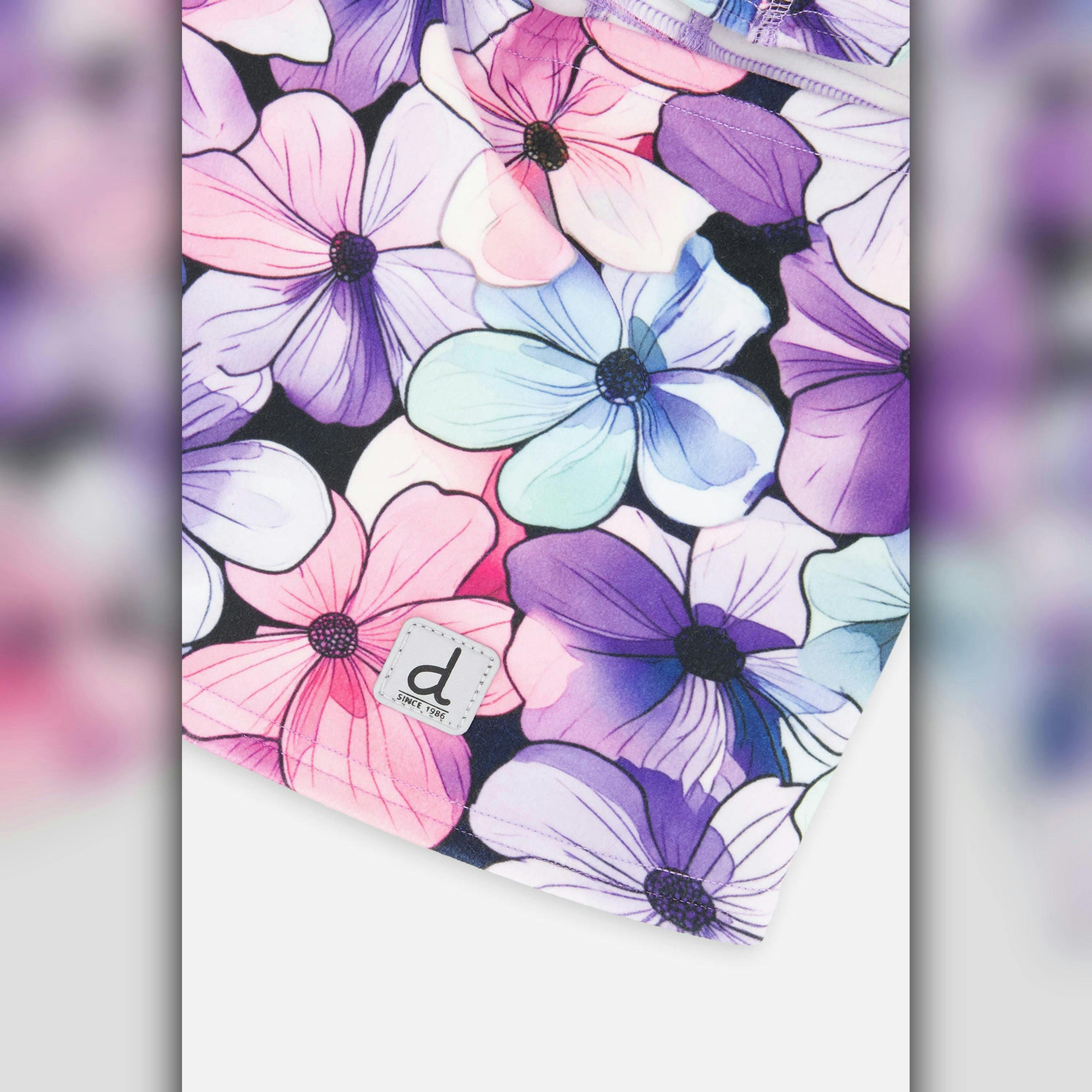 Brushed Jersey Balaclava Purple Floral Print , view 3 of 3