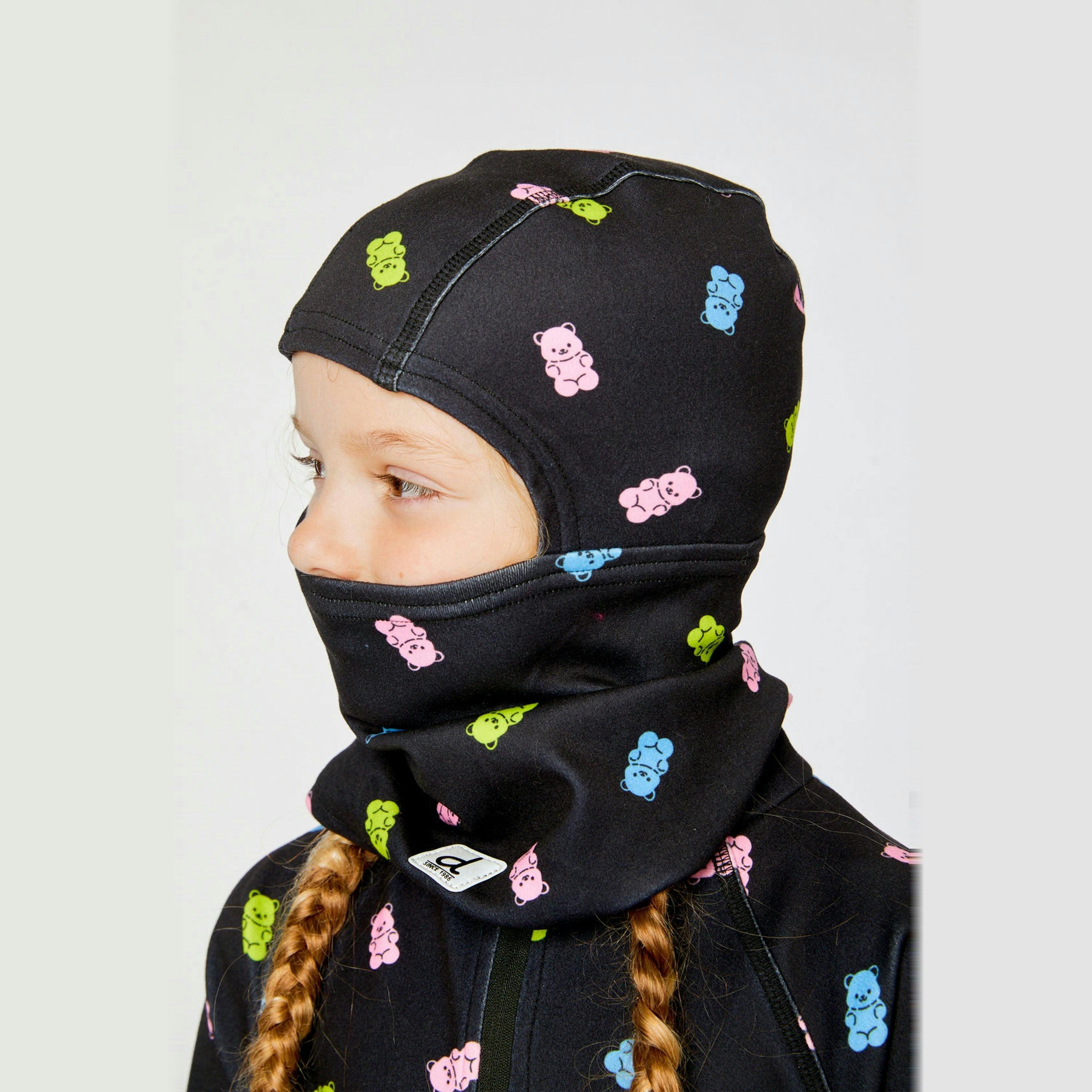 Brushed Jersey Balaclava Black Printed Gummy Bears , view 2 of 3