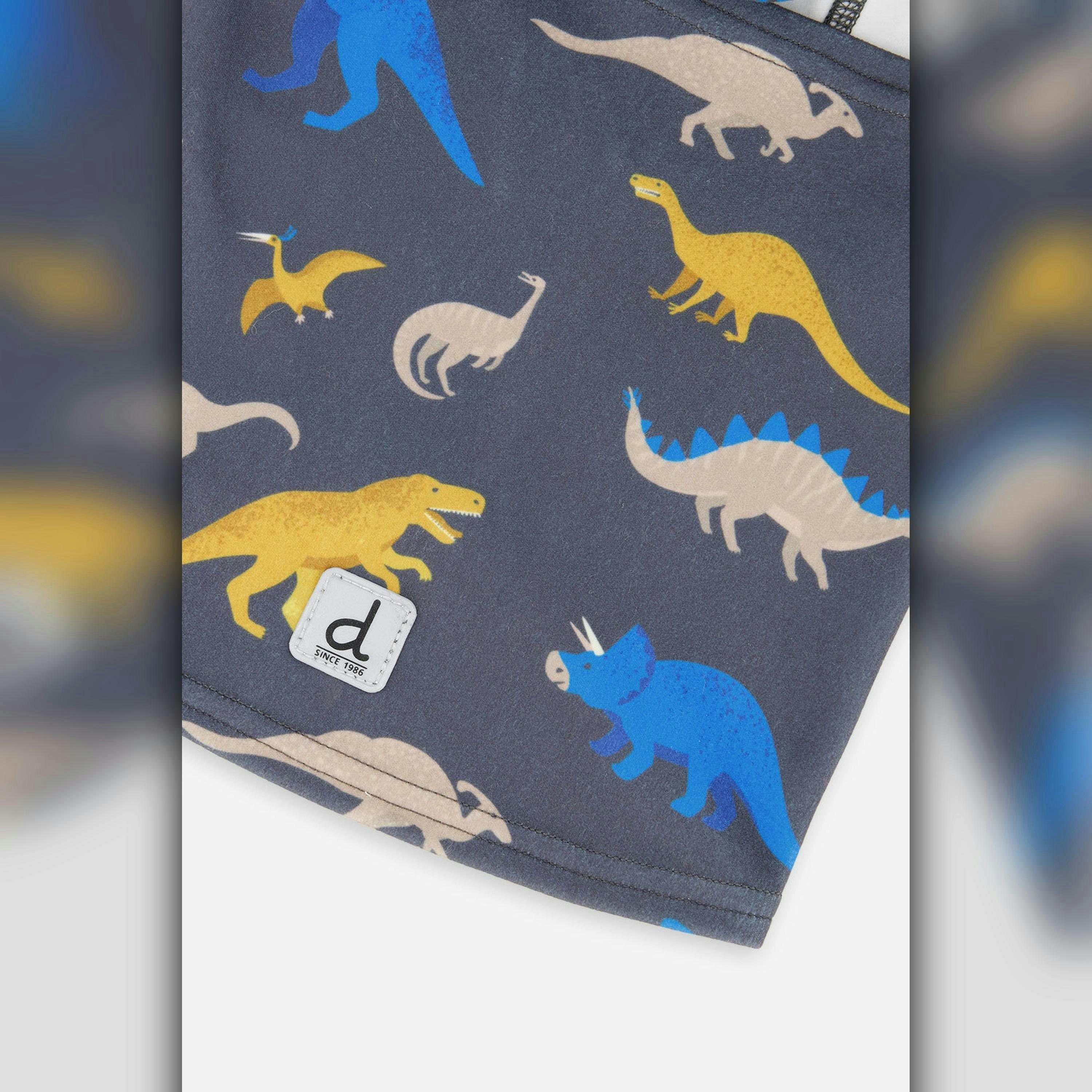 Brushed Jersey Balaclava Grey And Blue Dinosaur Print , view 3 of 3