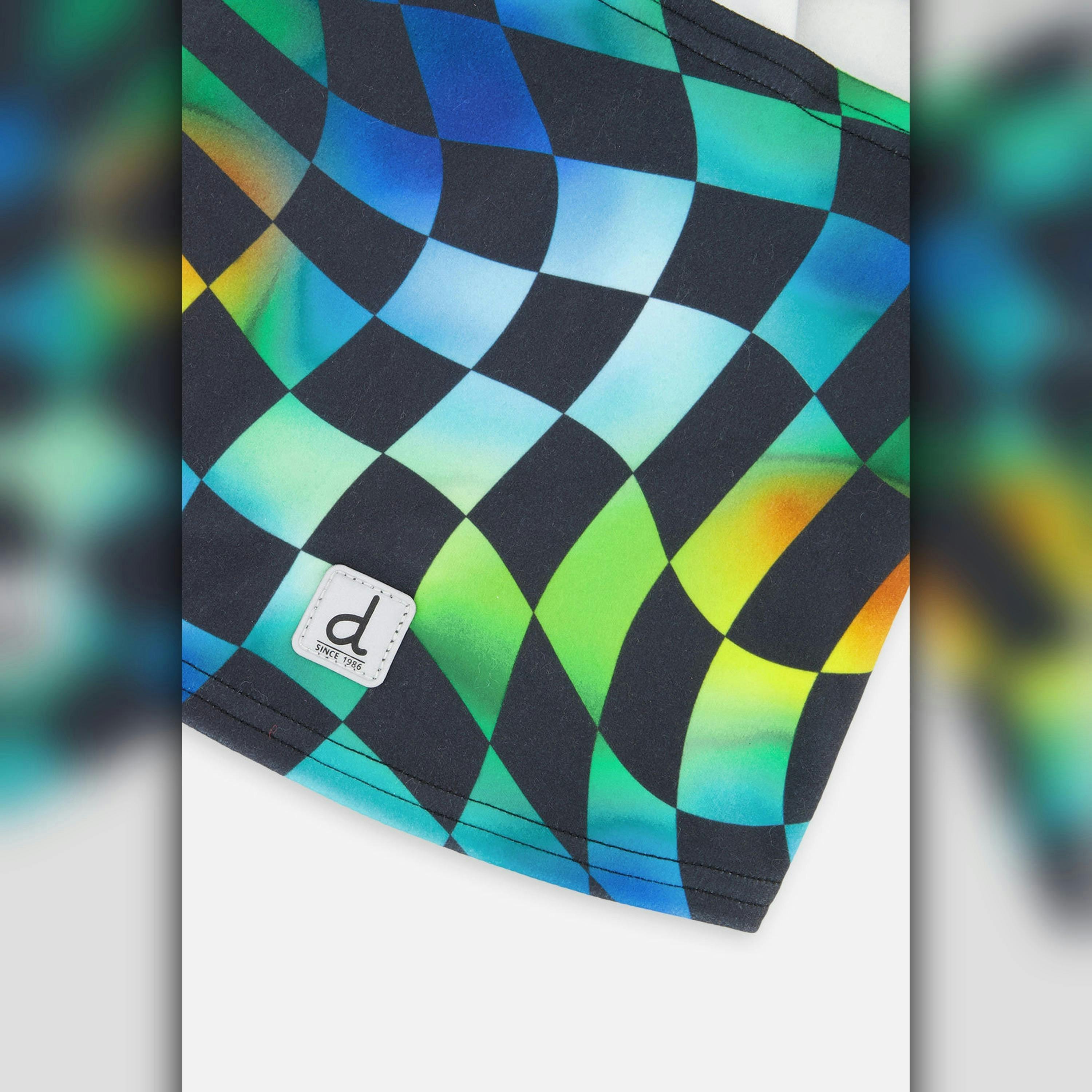 Brushed Jersey Balaclava Blue Checkered Print , view 3 of 3