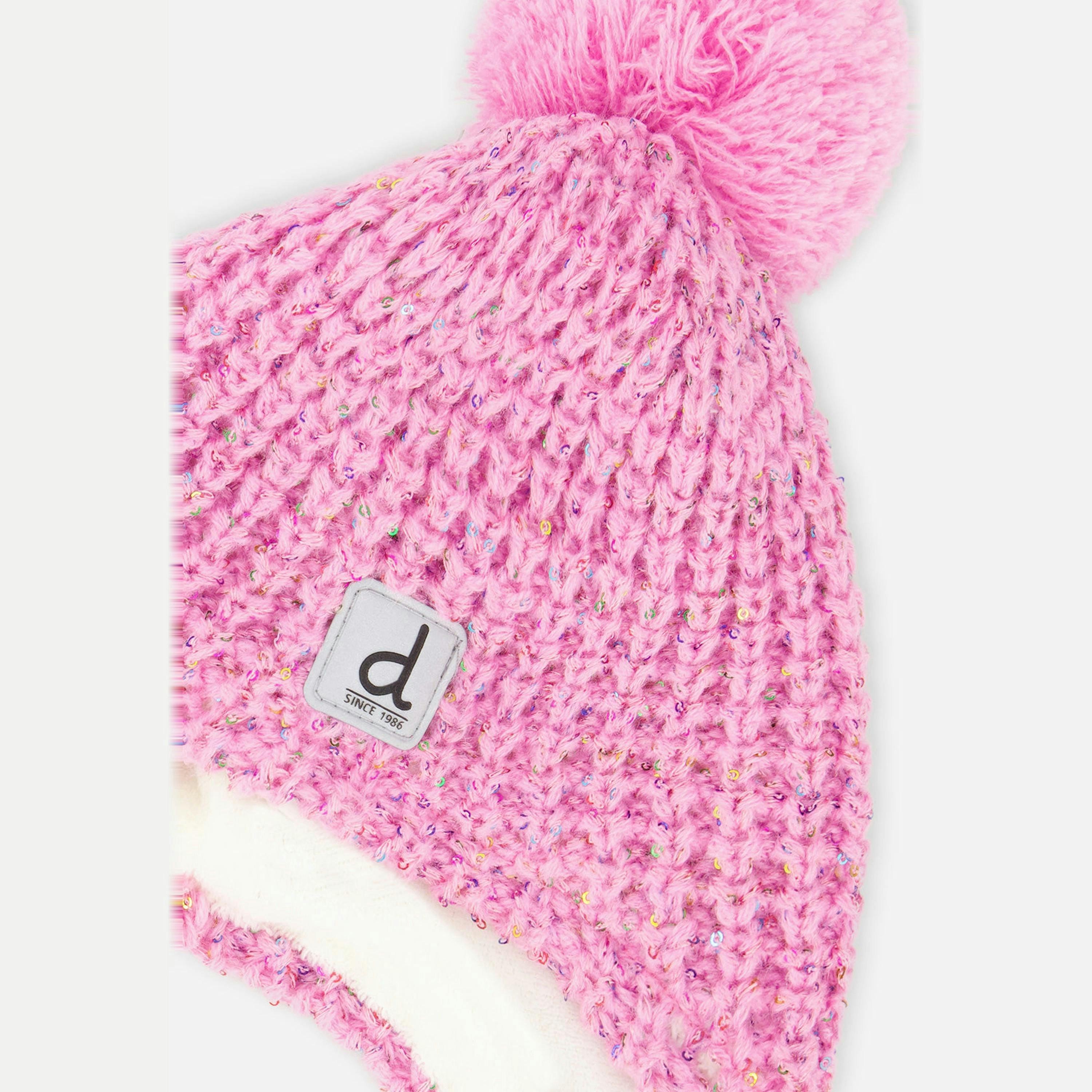 Baby Winter Peruvian Knit Hat with Pompom Pink , view 2 of 2