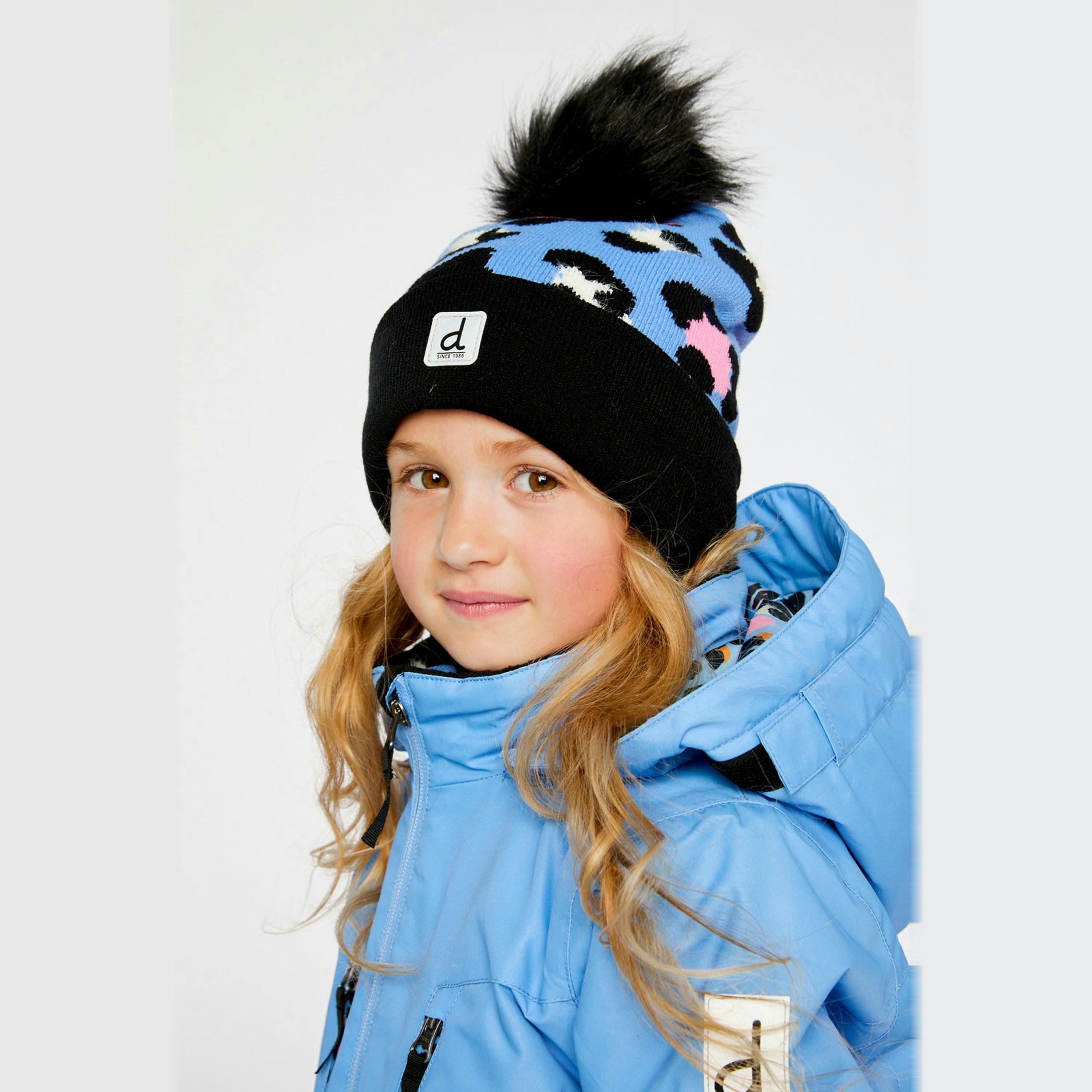 Winter Knit Hat With Pompom Blue Leopard Print , view 2 of 3