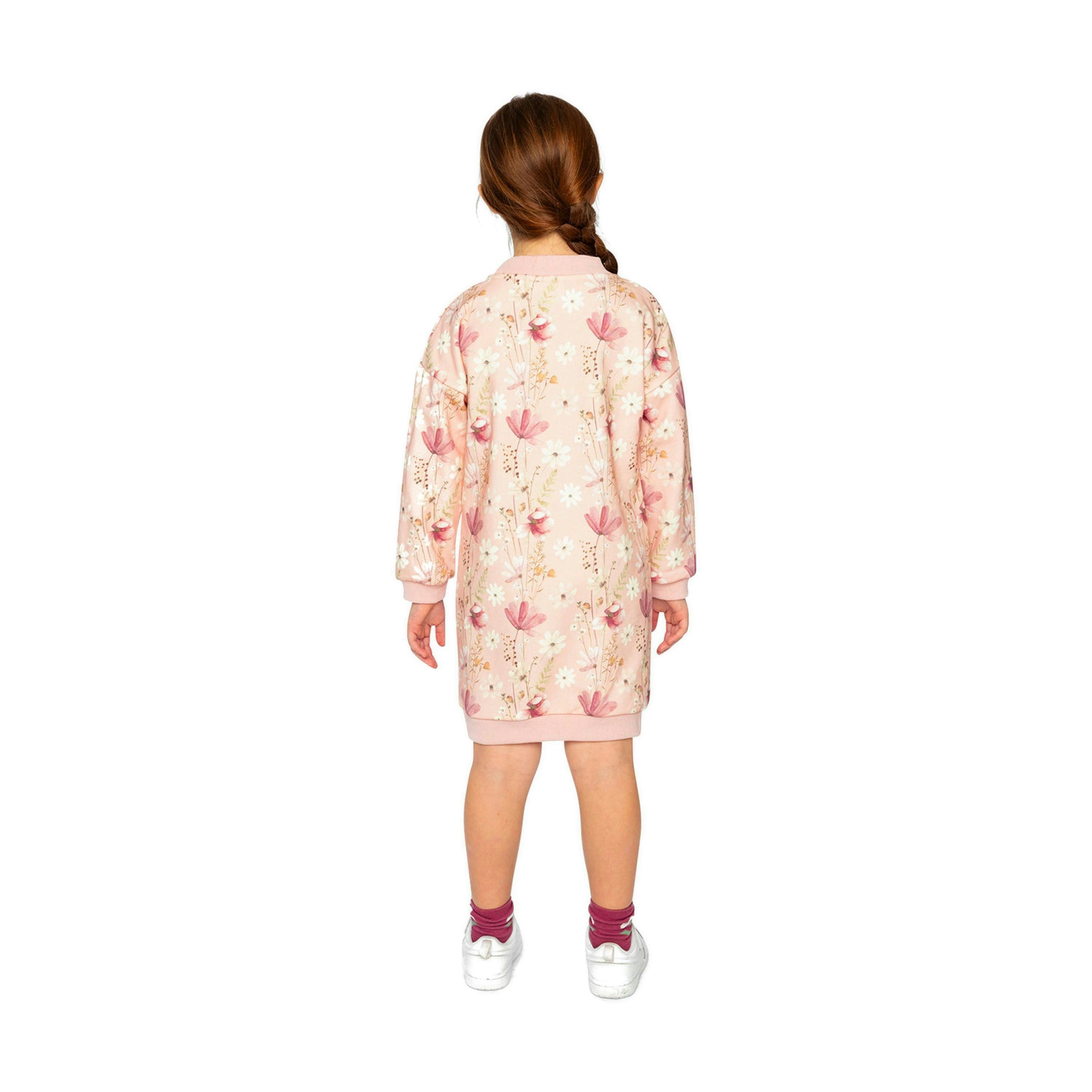 French Terry Dress Pink Printed Flowers , view 4 of 6