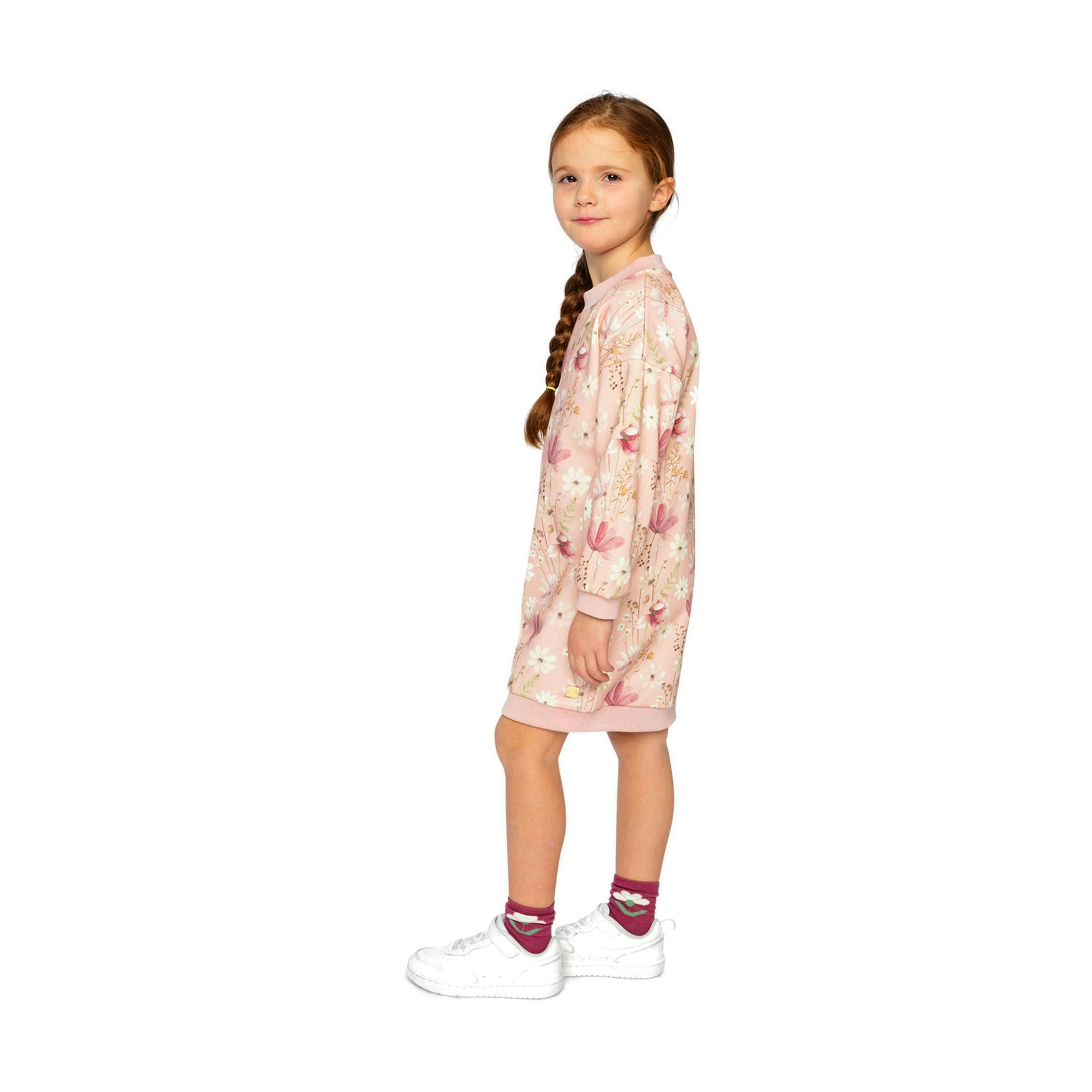 French Terry Dress Pink Printed Flowers , view 6 of 6