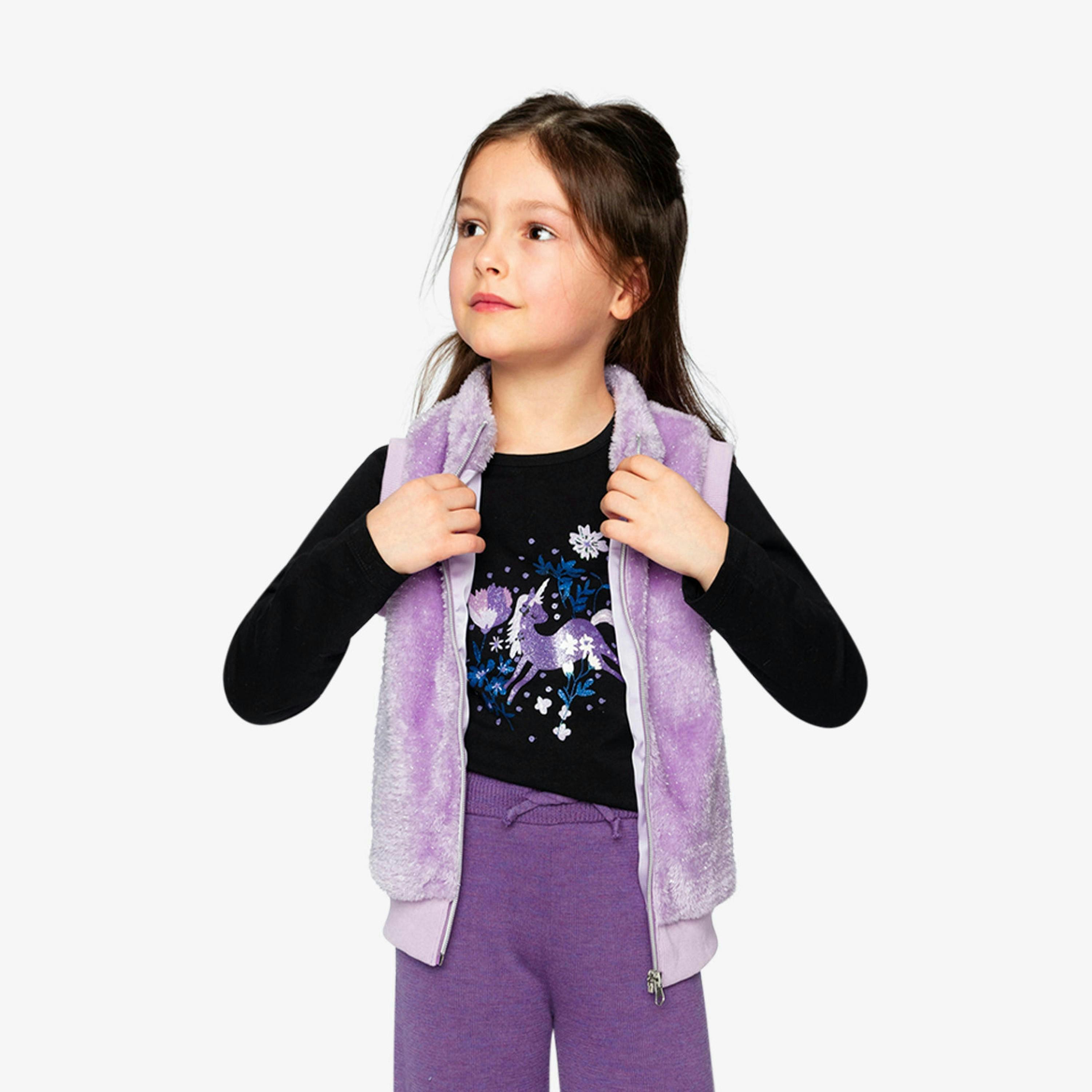 Faux Fur Sleeveless Vest Violet , view 4 of 6