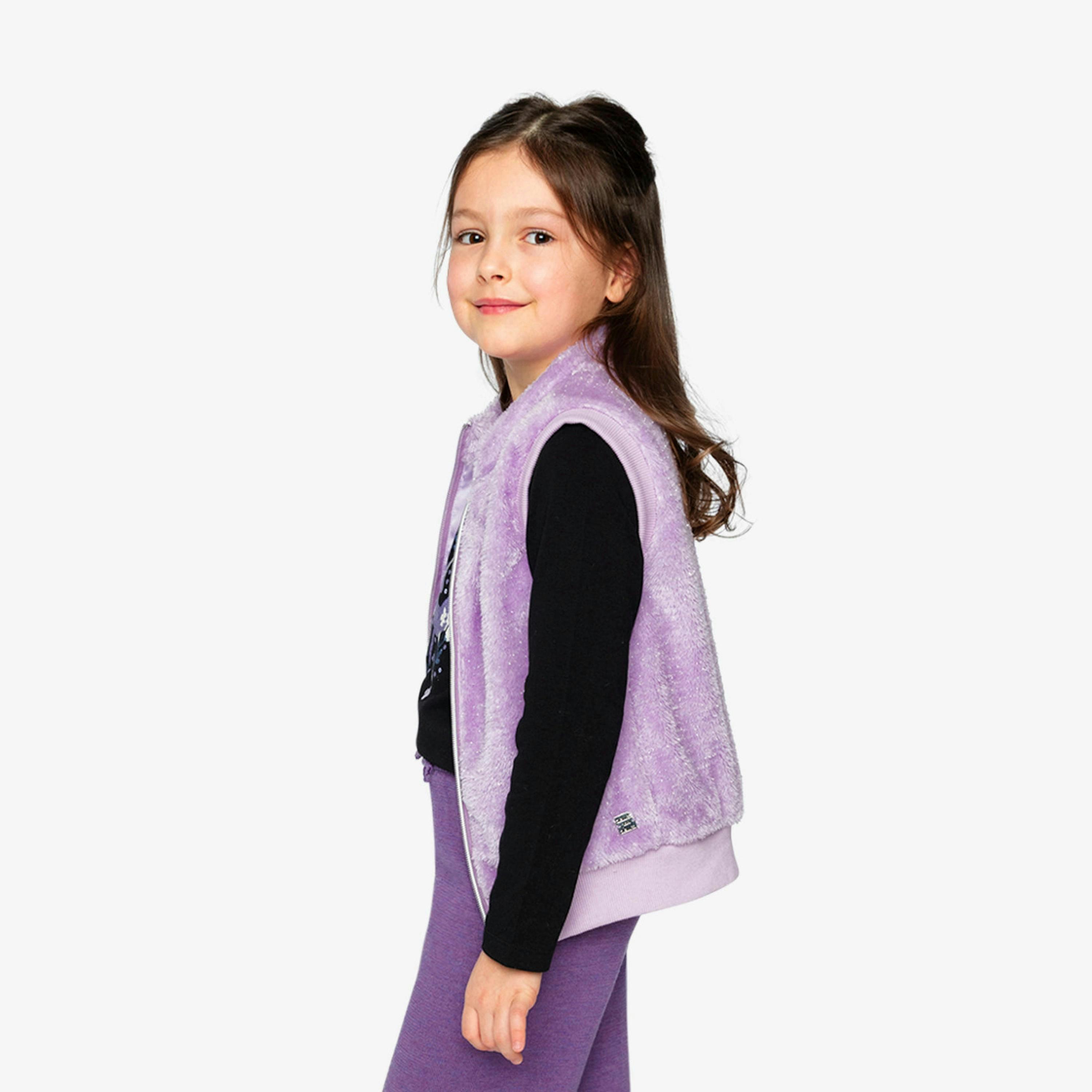 Faux Fur Sleeveless Vest Violet , view 5 of 6