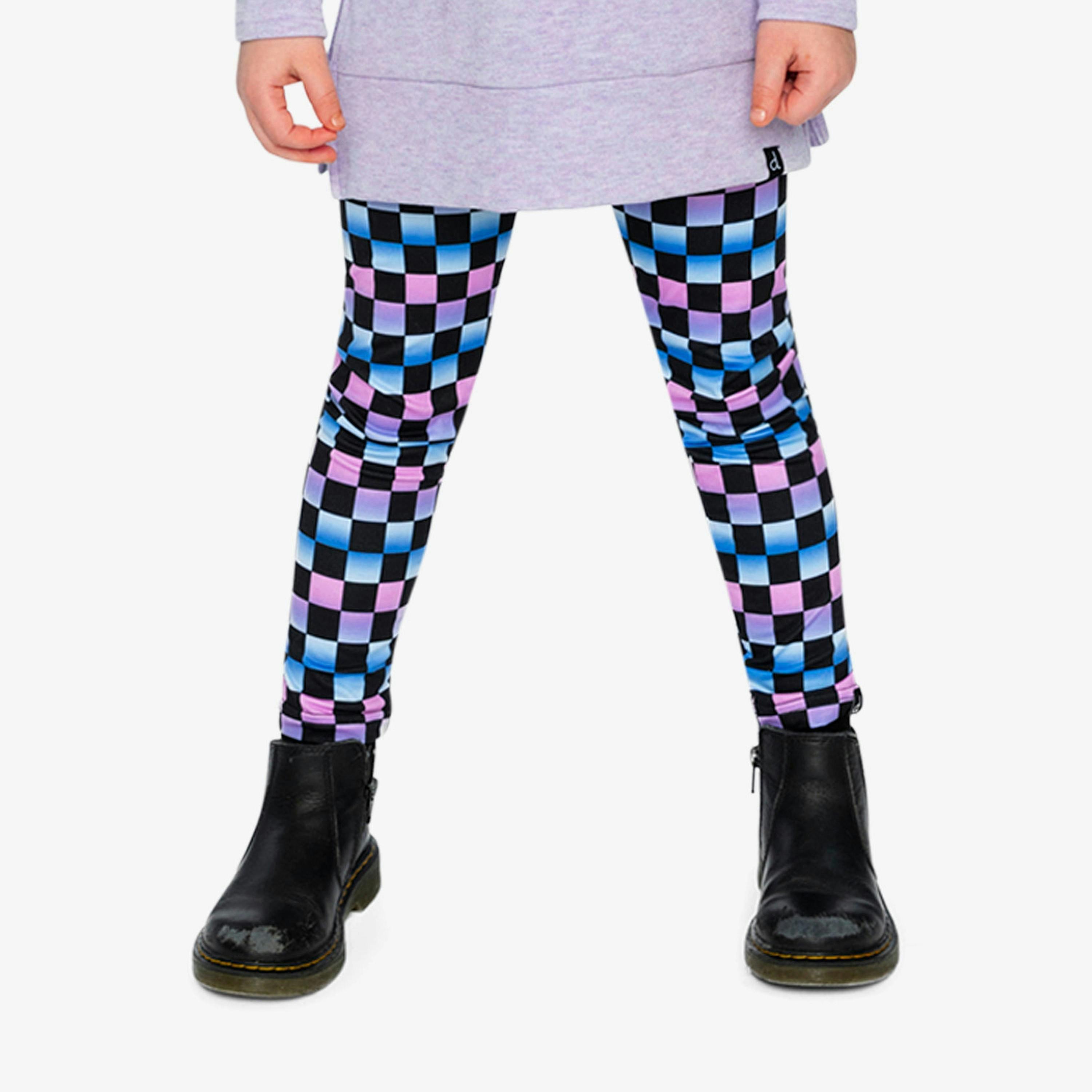 Leggings Black Checkered Print , view 3 of 6