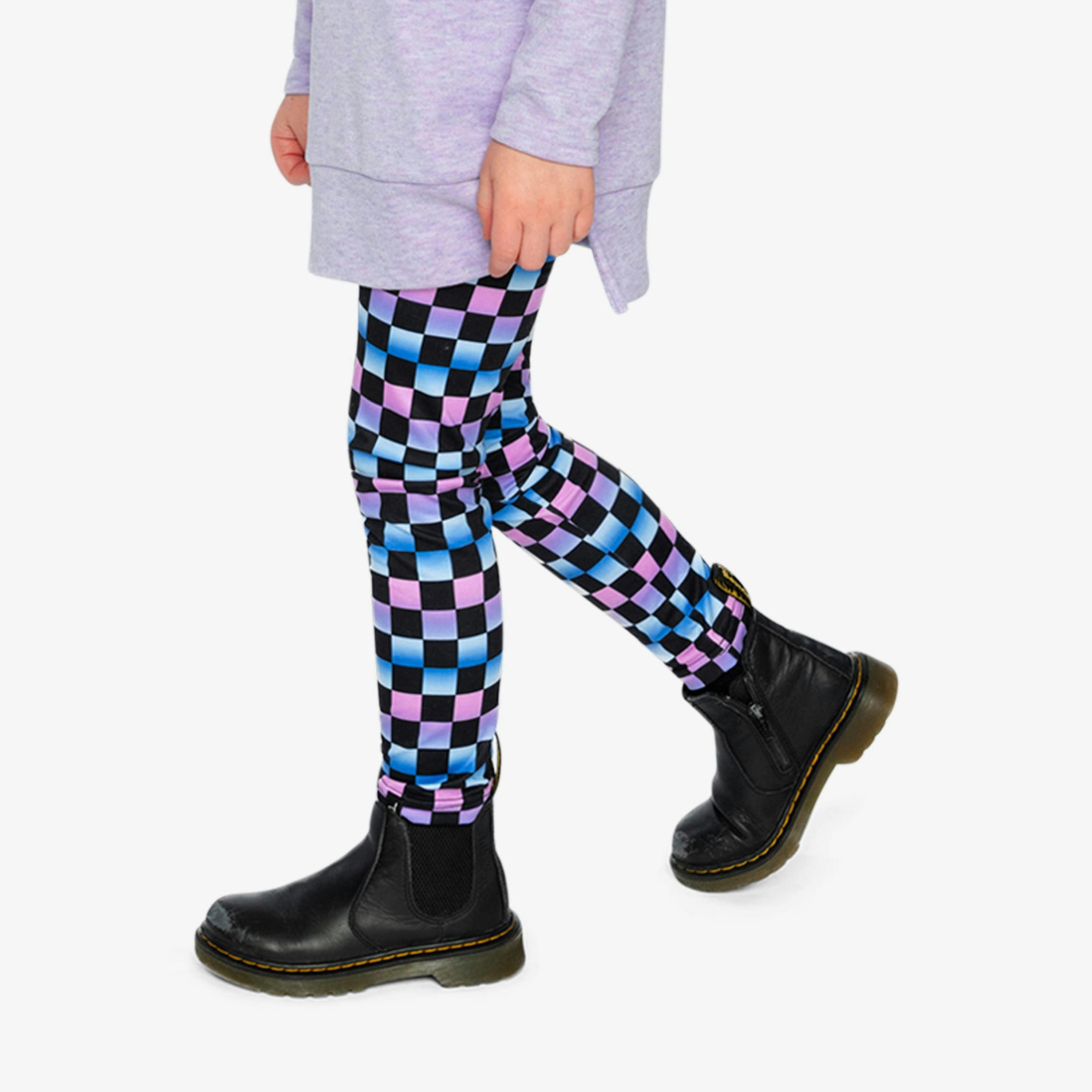 Leggings Black Checkered Print , view 4 of 6