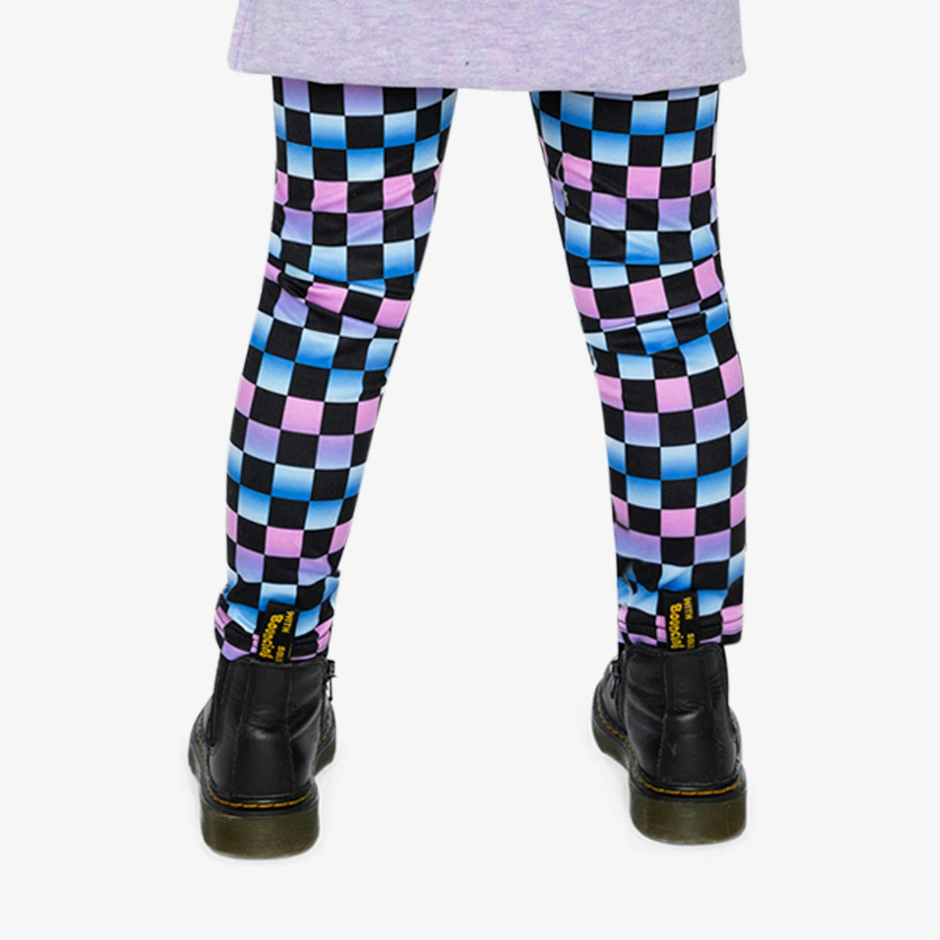 Leggings Black Checkered Print , view 5 of 6