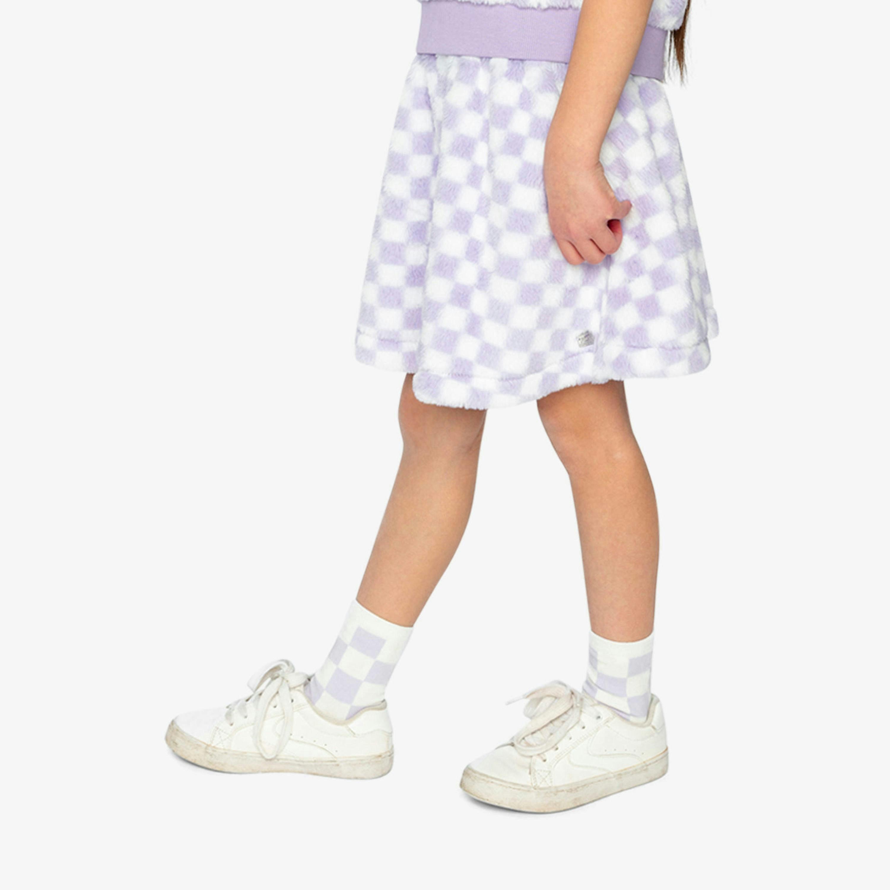Faux Fur Skirt Lilac And White Tiles , view 4 of 6