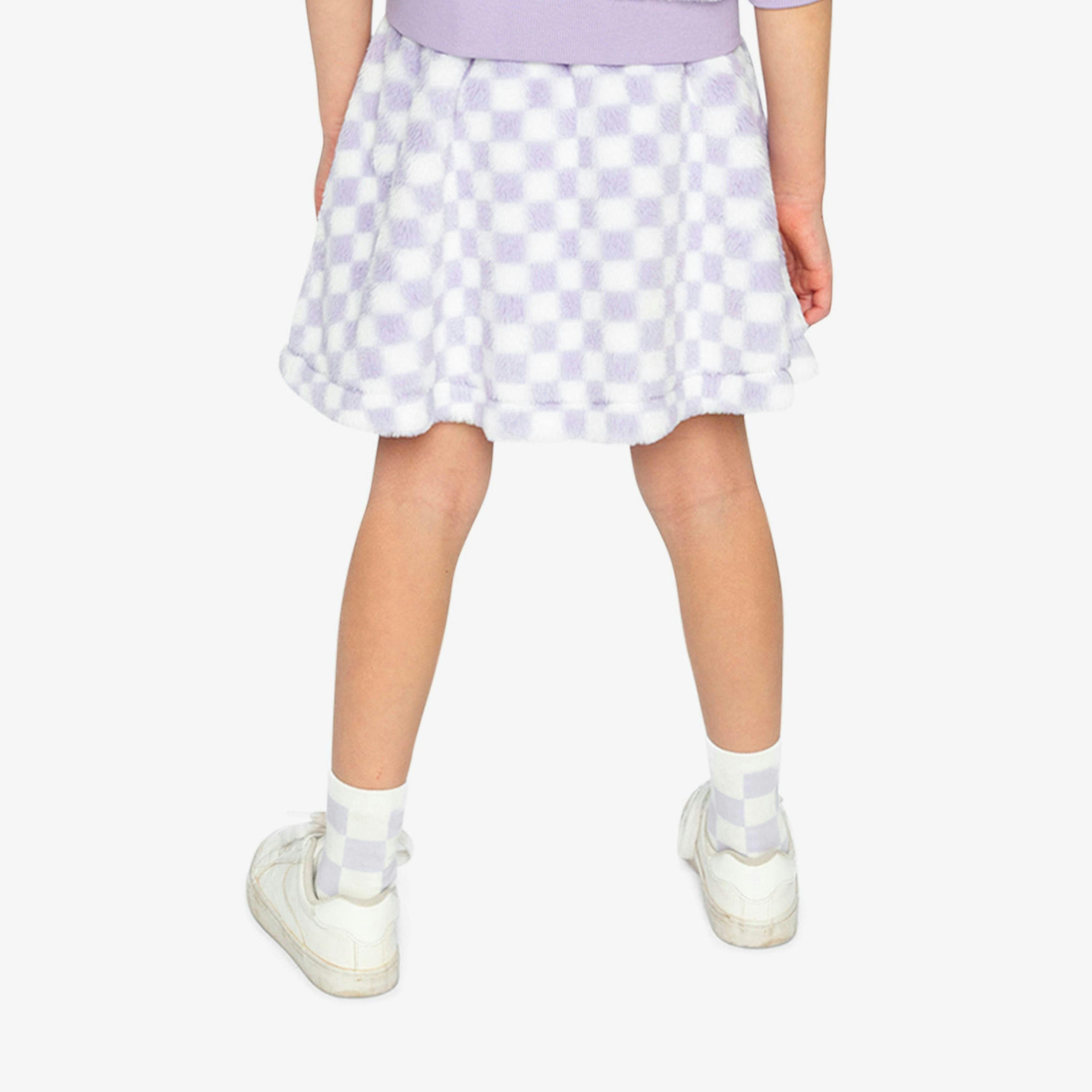 Faux Fur Skirt Lilac And White Tiles , view 5 of 6
