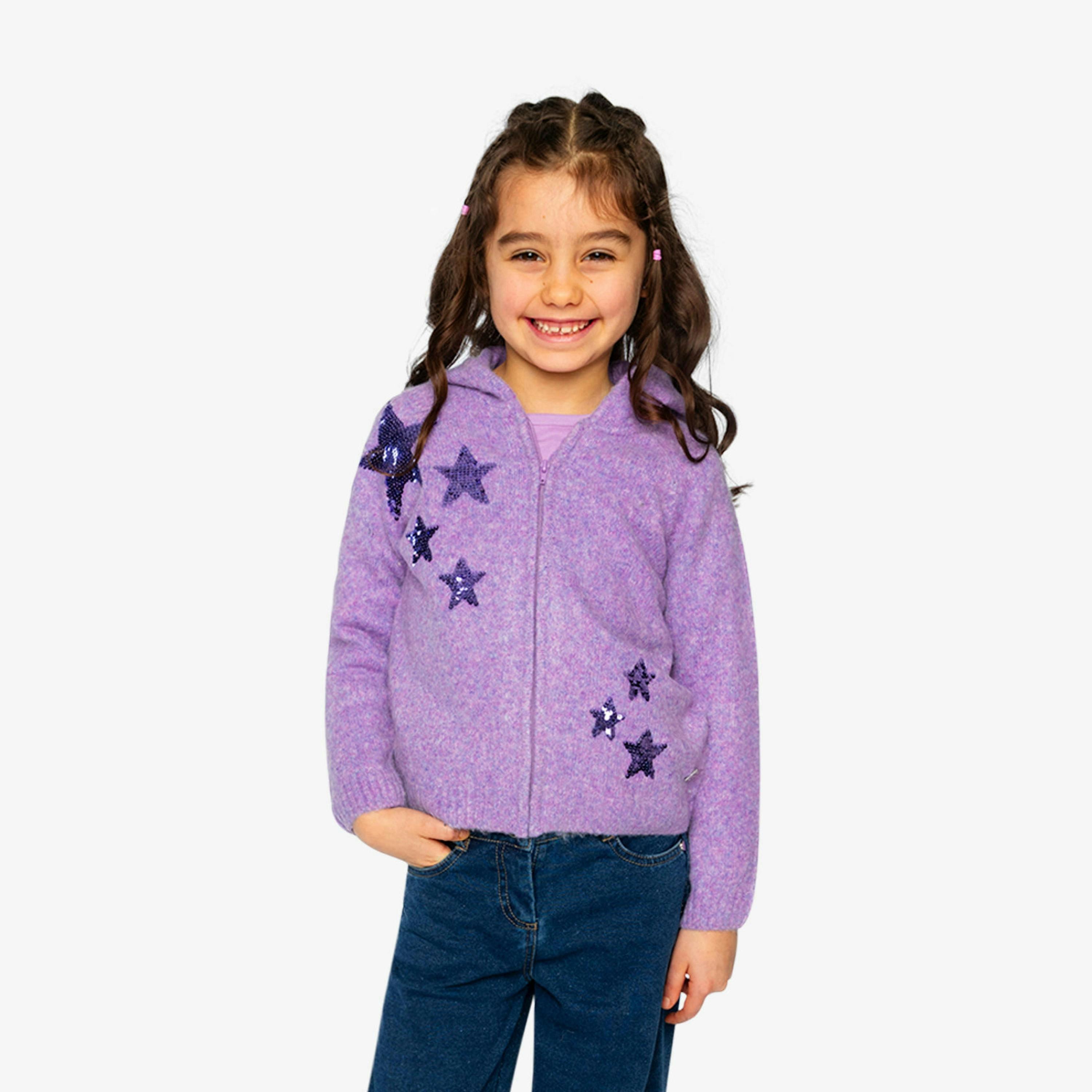 Hooded Knitted Cardigan Violet , view 2 of 6