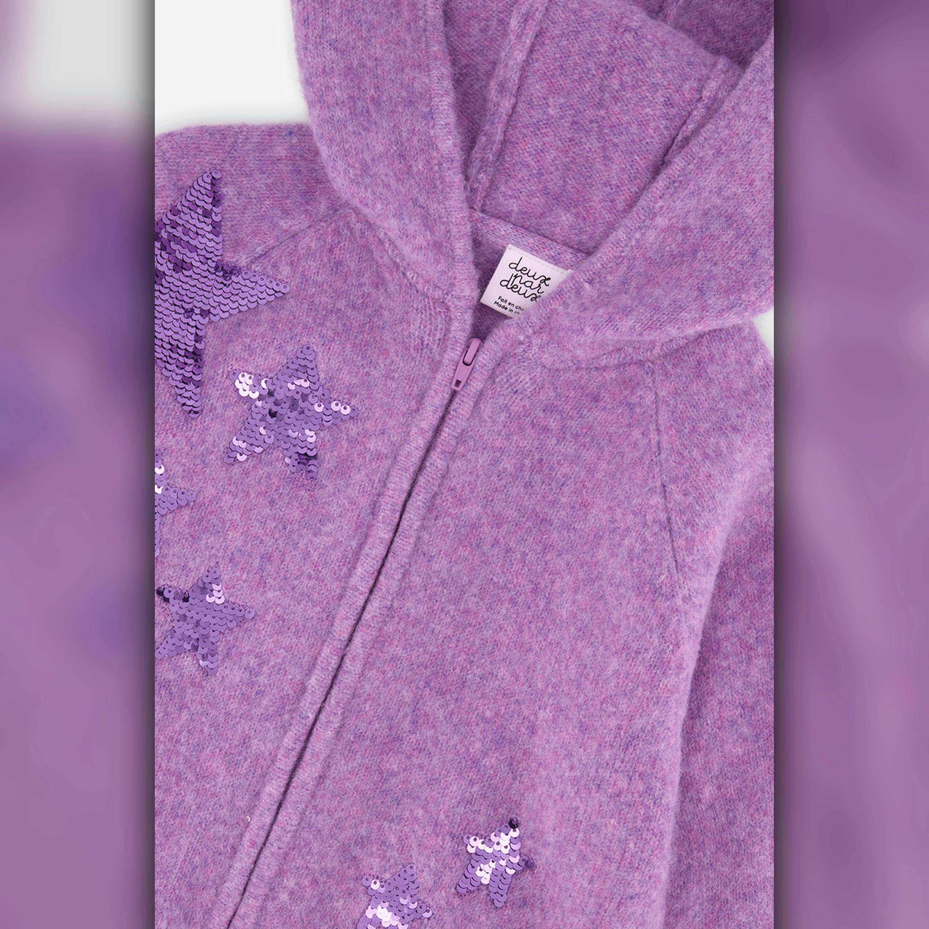 Hooded Knitted Cardigan Violet , view 6 of 6