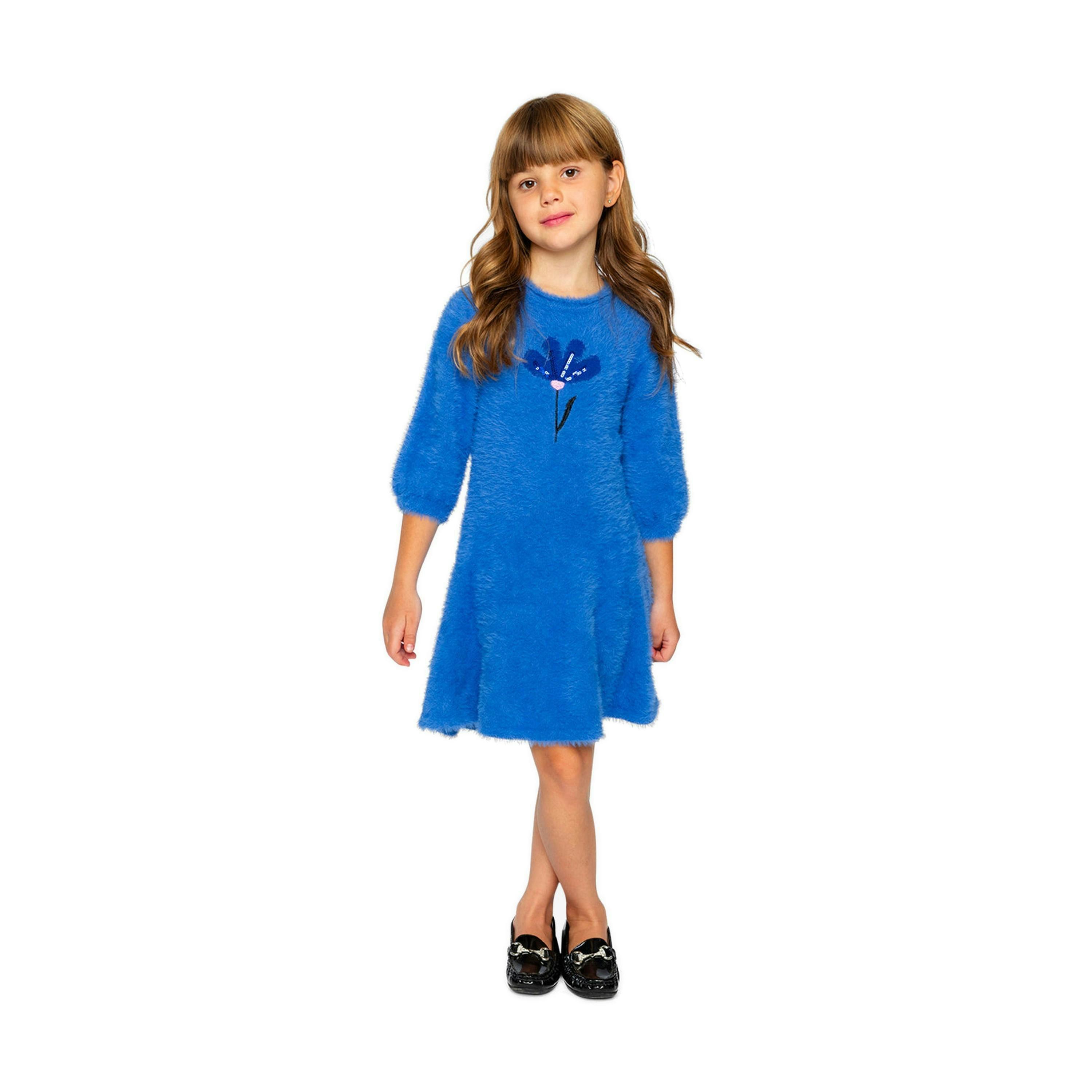 Hairy Knitted Dress Royal Blue , view 2 of 5