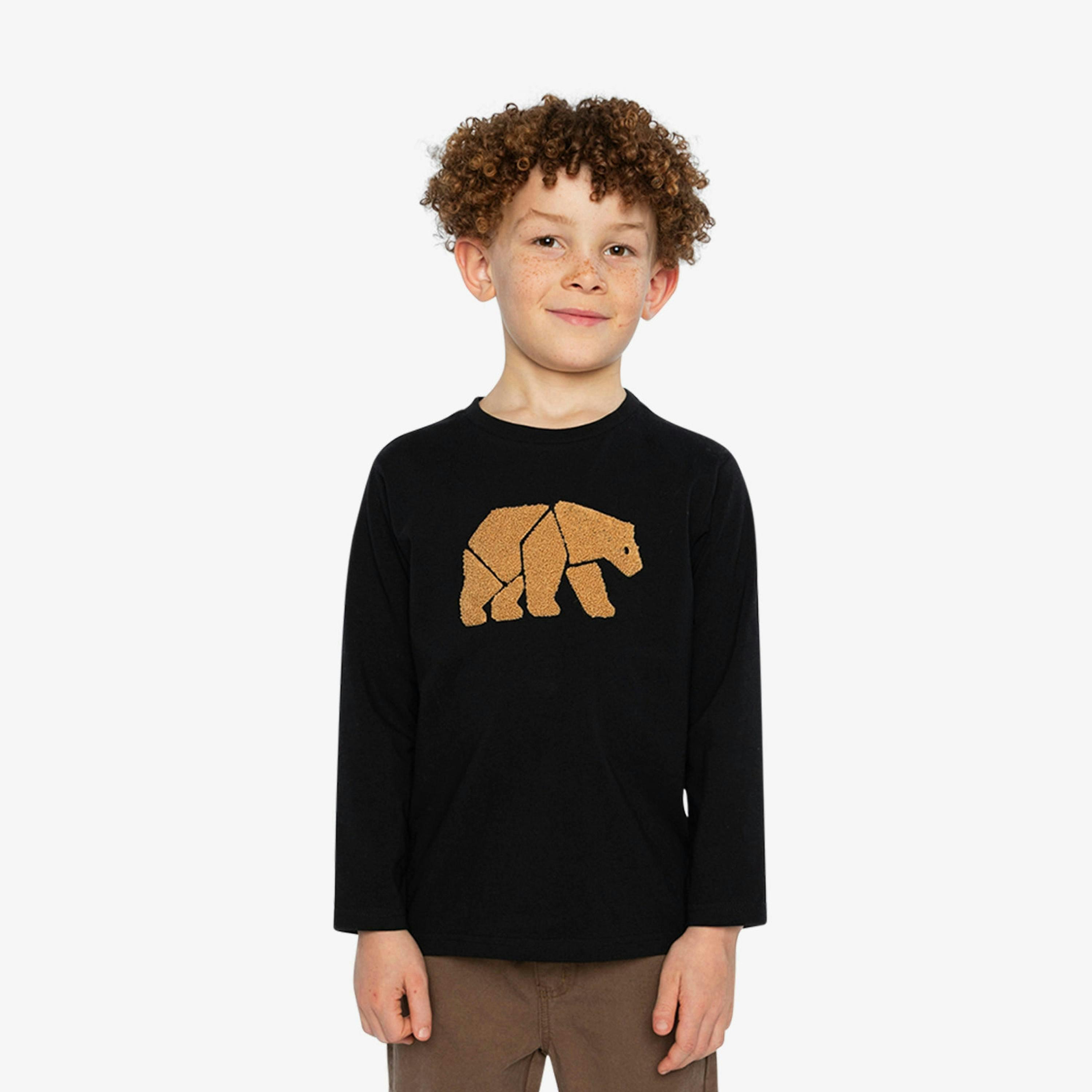 Organic Cotton Jersey T-Shirt Black And Beige , view 2 of 5