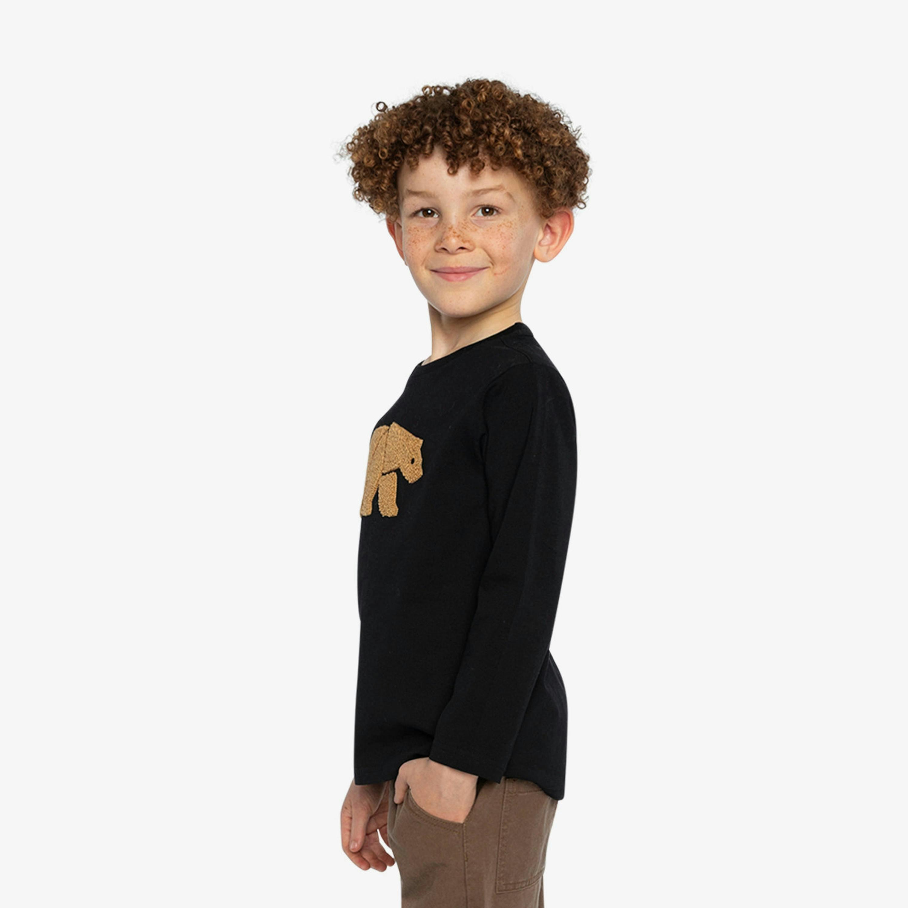 Organic Cotton Jersey T-Shirt Black And Beige , view 3 of 5
