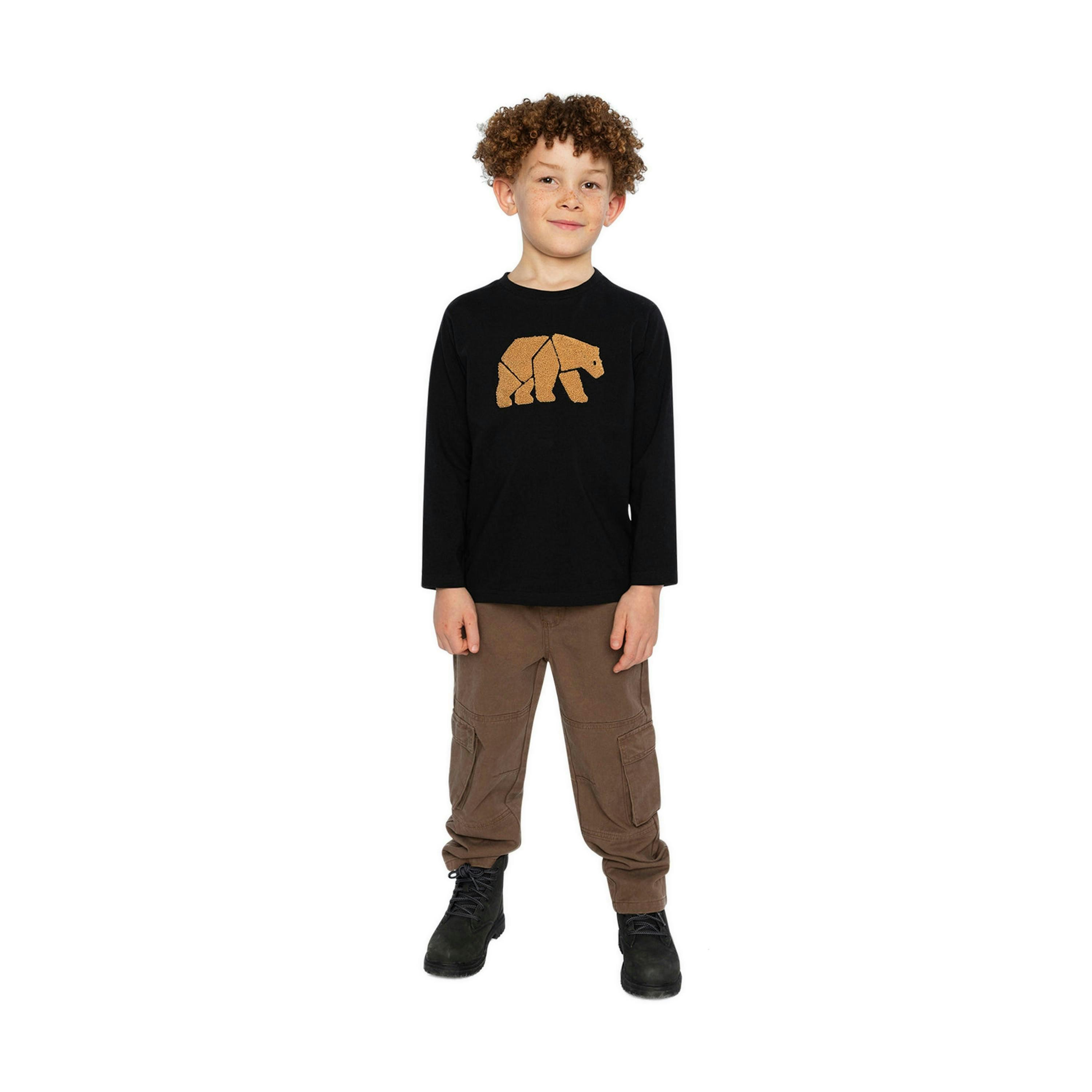 Organic Cotton Jersey T-Shirt Black And Beige , view 4 of 5
