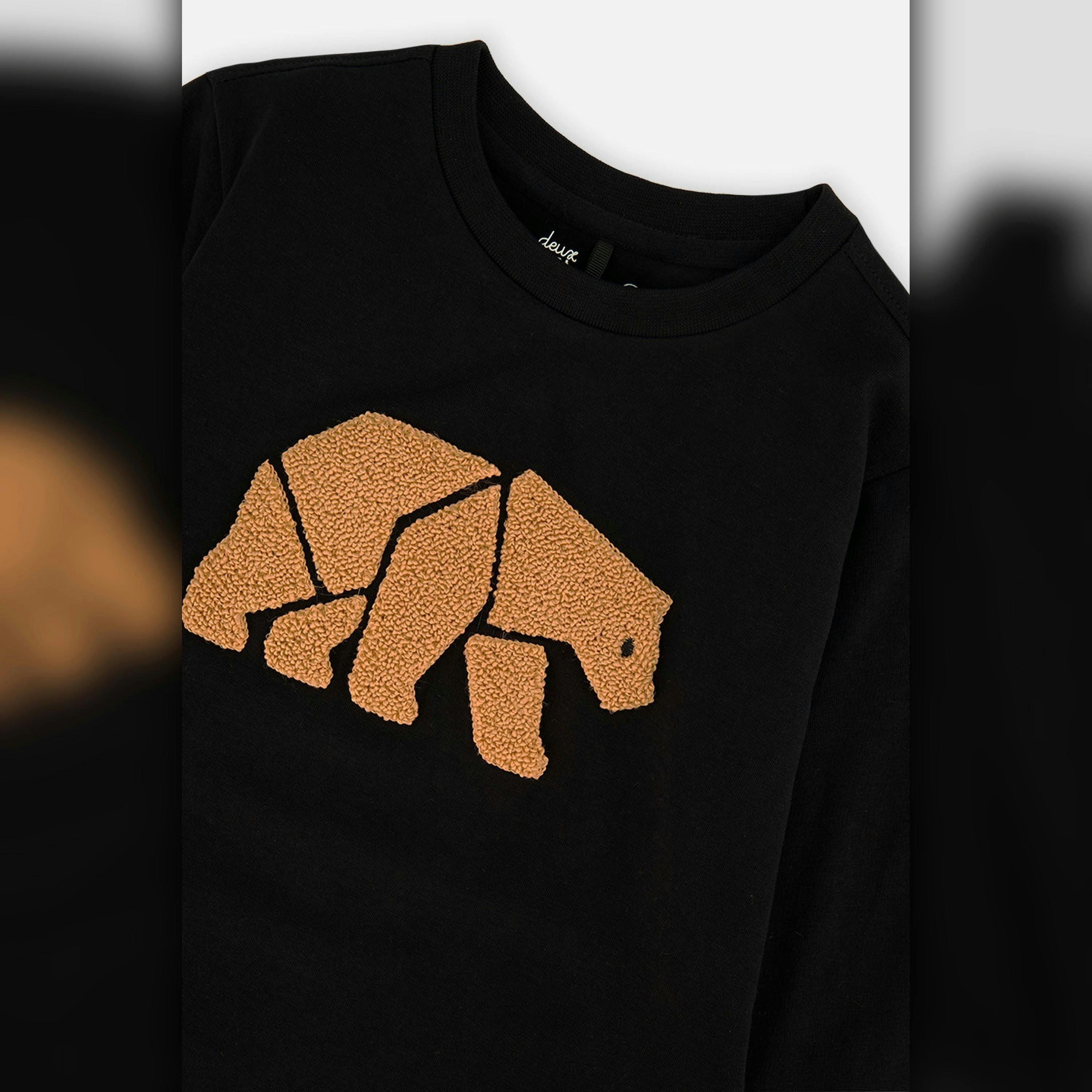 Organic Cotton Jersey T-Shirt Black And Beige , view 5 of 5