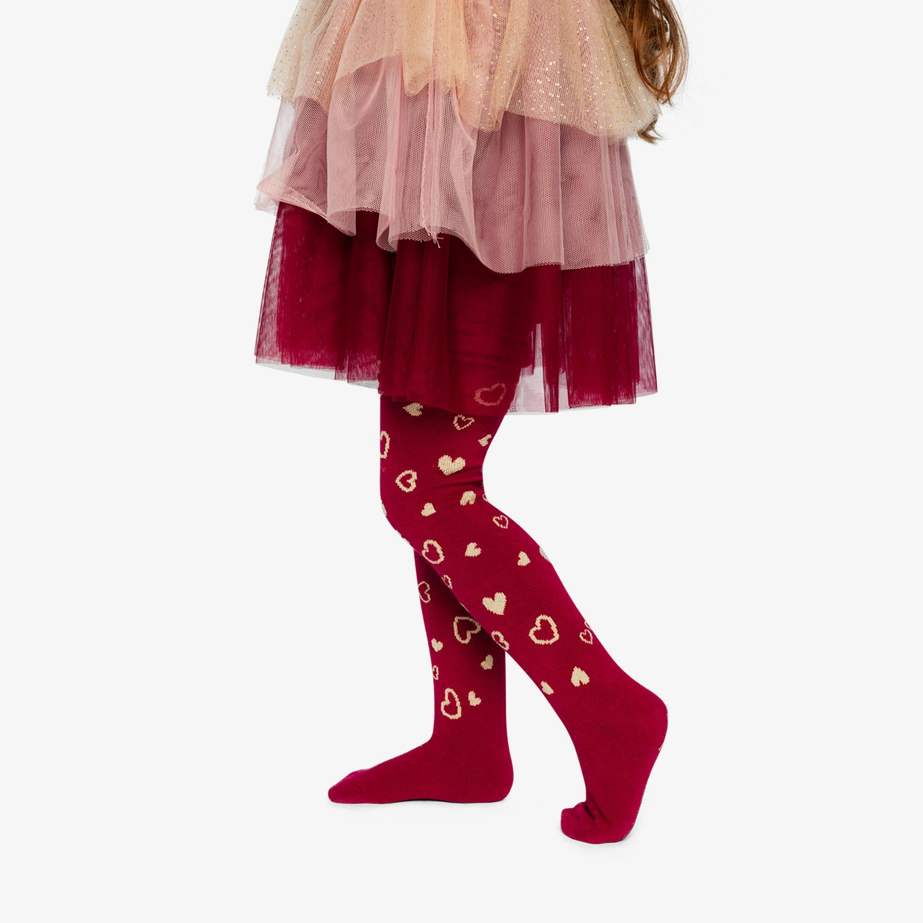 Knit Heart Tights Red , view 2 of 4