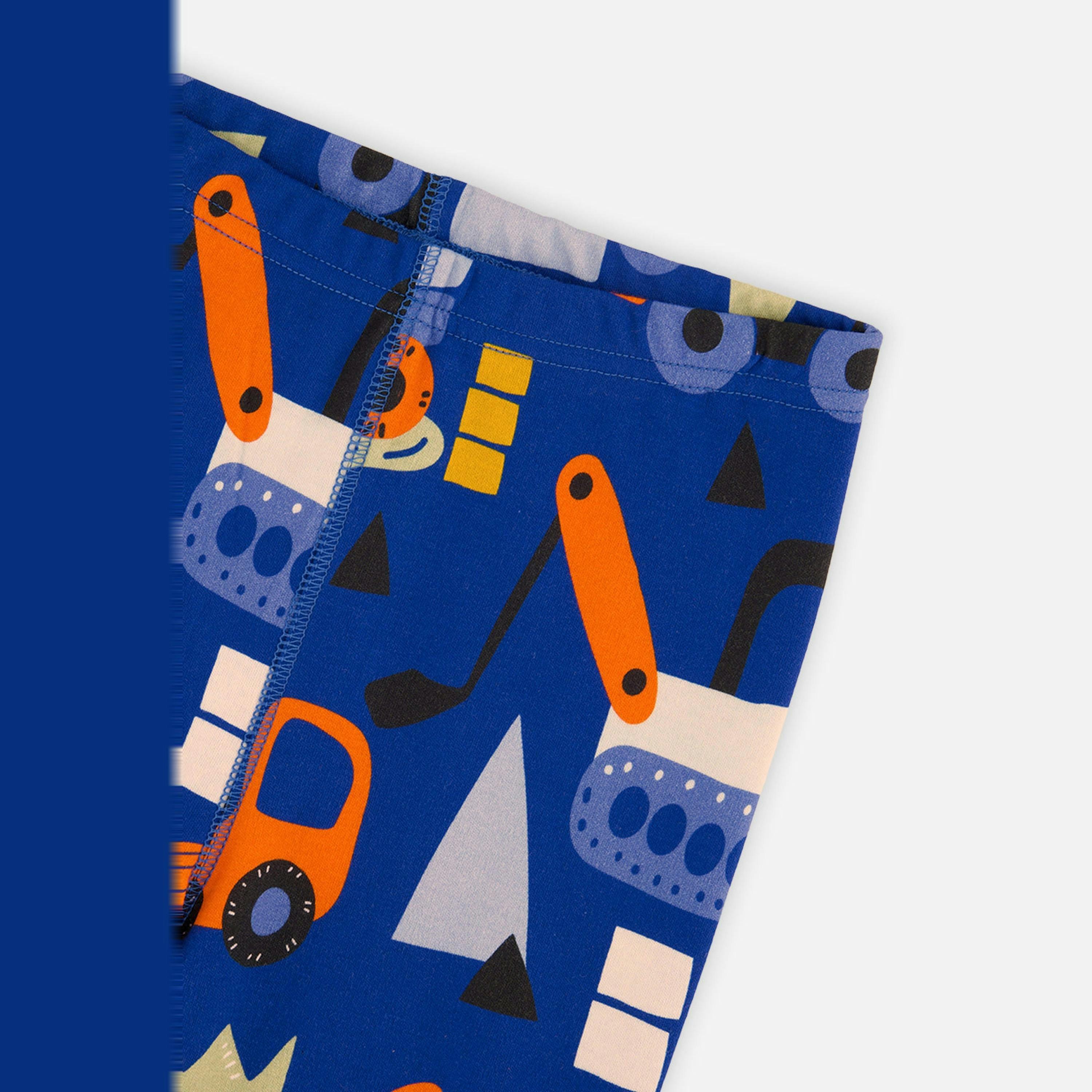 Organic Cotton Two Piece Pajama Set Blue Truck Print , view 5 of 5