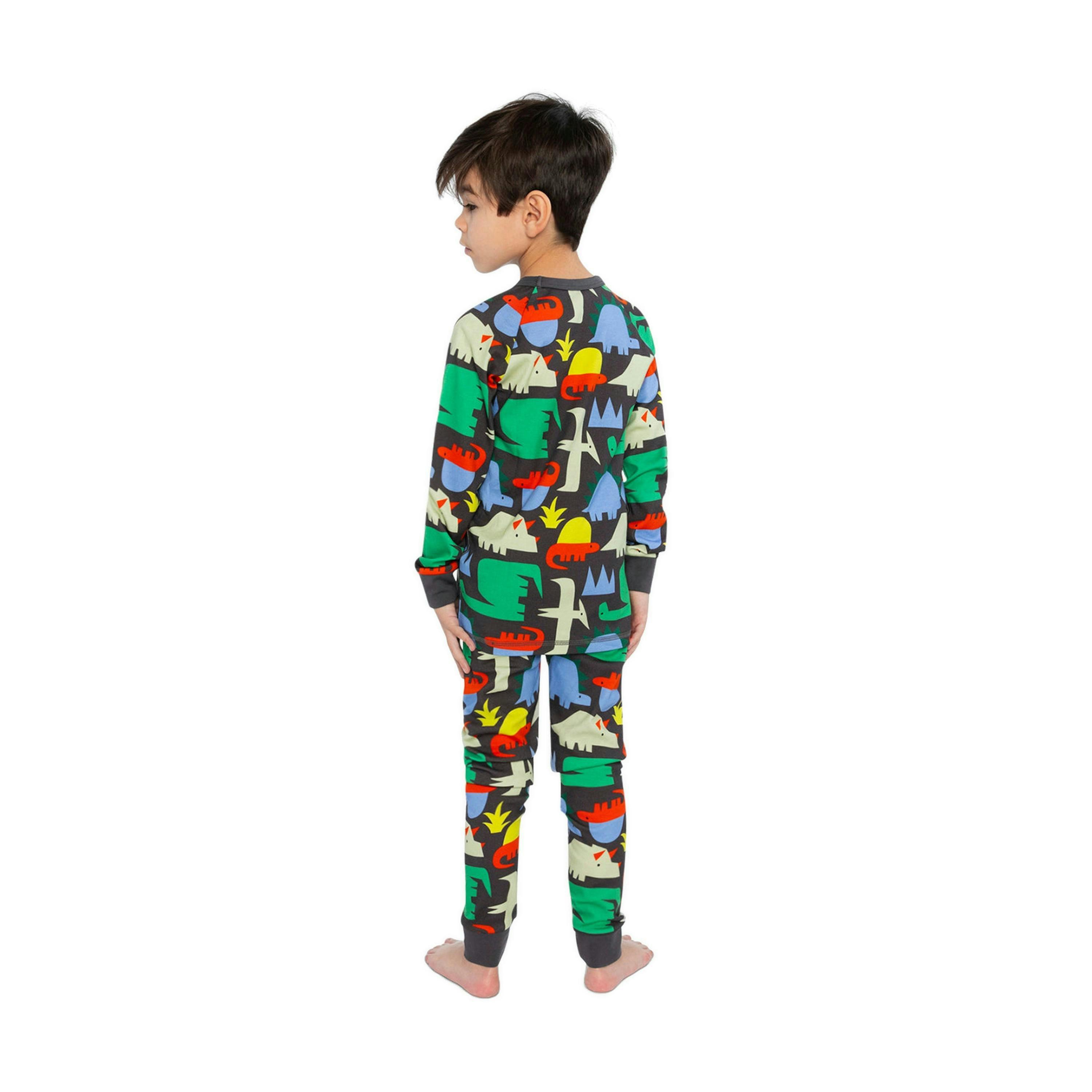 Organic Cotton Two Piece Pajama Set Black Dinosaur Print , view 5 of 6