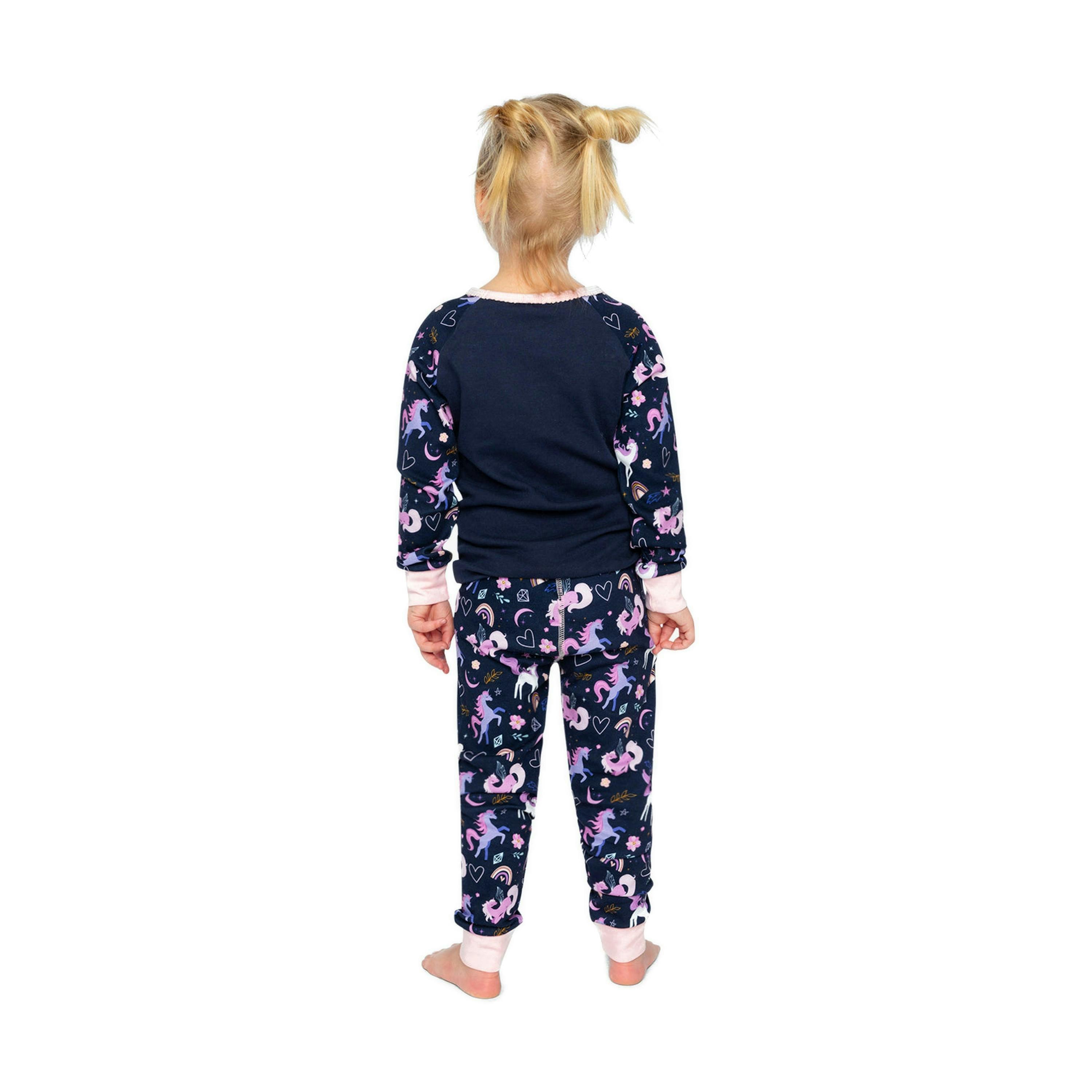 Organic Cotton Two Piece Pajama Set Purple Unicorn Print , view 4 of 6