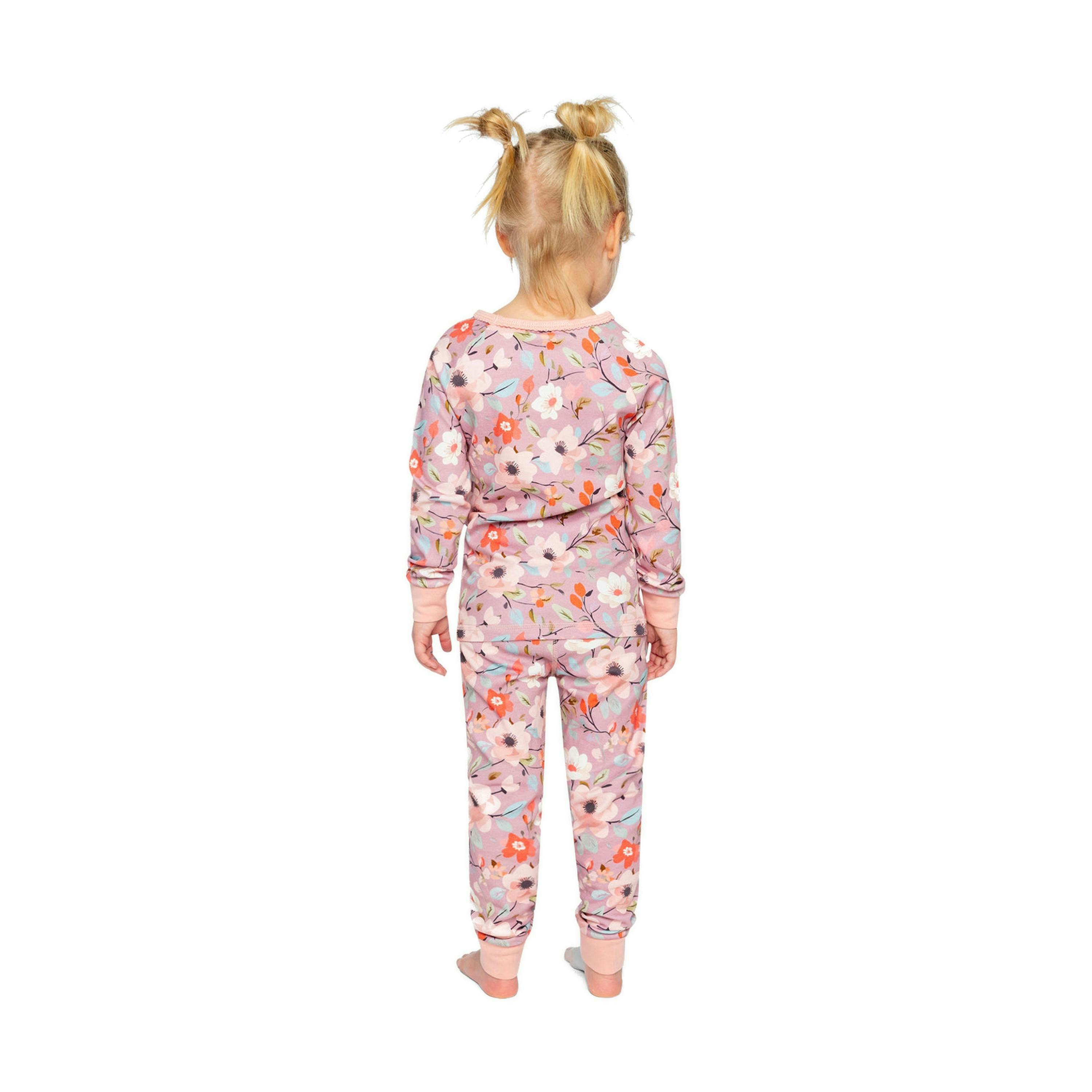 Organic Cotton Two Piece Pajama Set Pink Floral Print , view 3 of 5