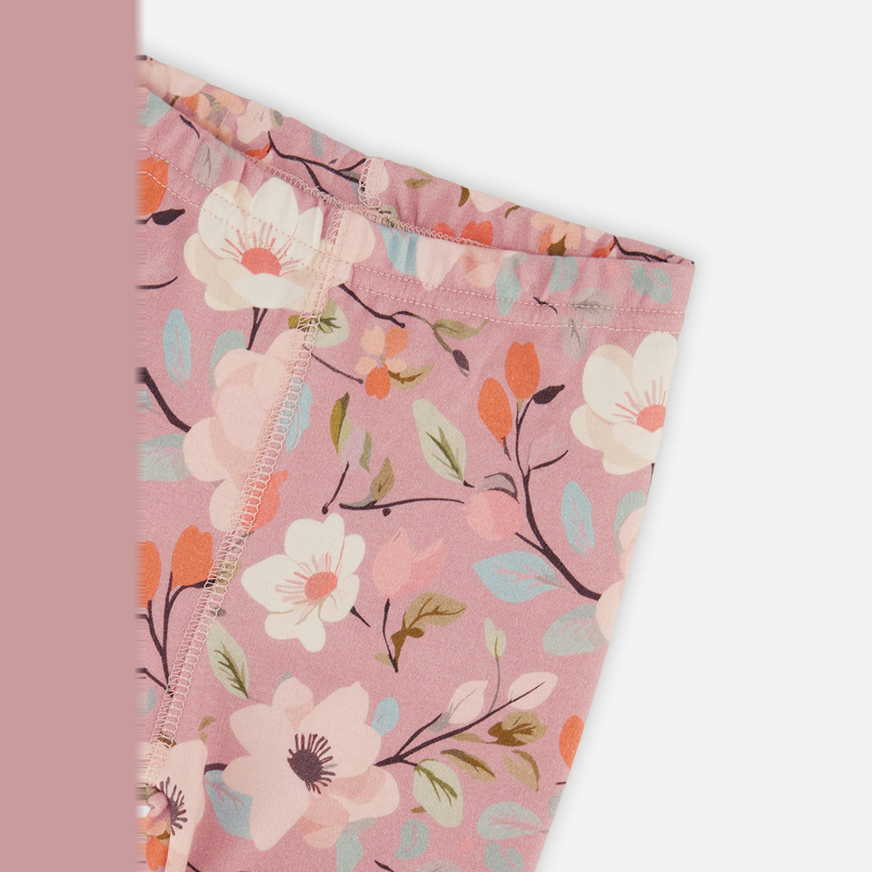 Organic Cotton Two Piece Pajama Set Pink Floral Print , view 5 of 5