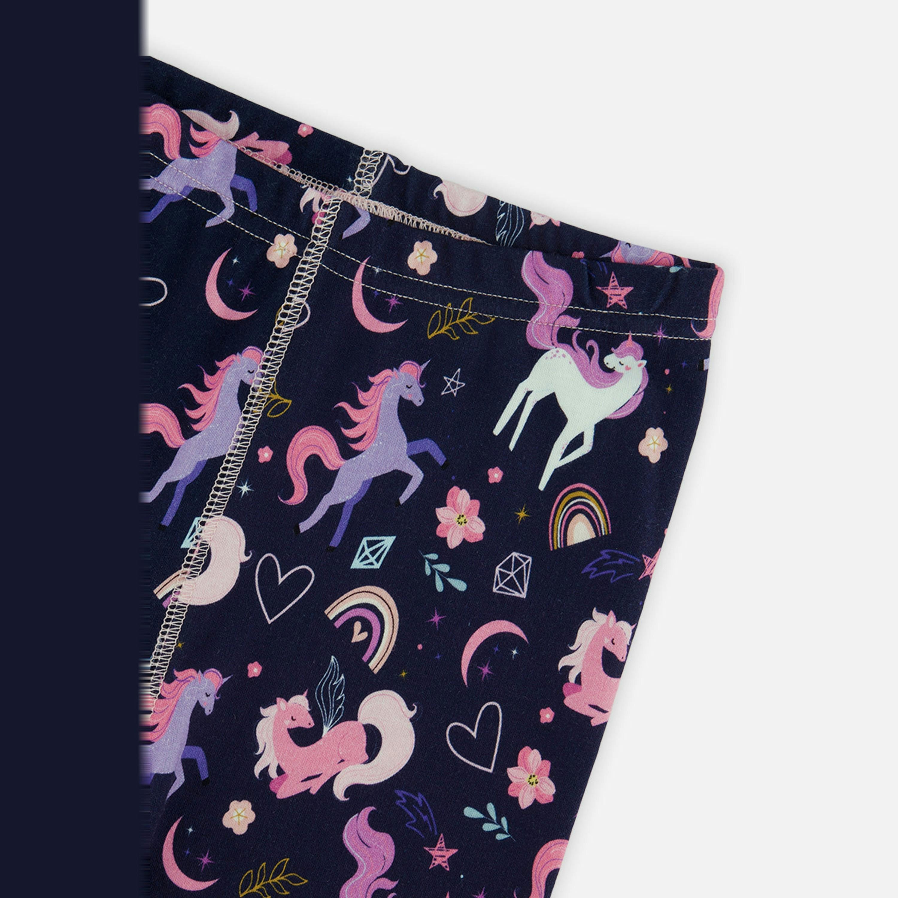 Organic Cotton Two Piece Pajama Set Purple Unicorn Print , view 6 of 6