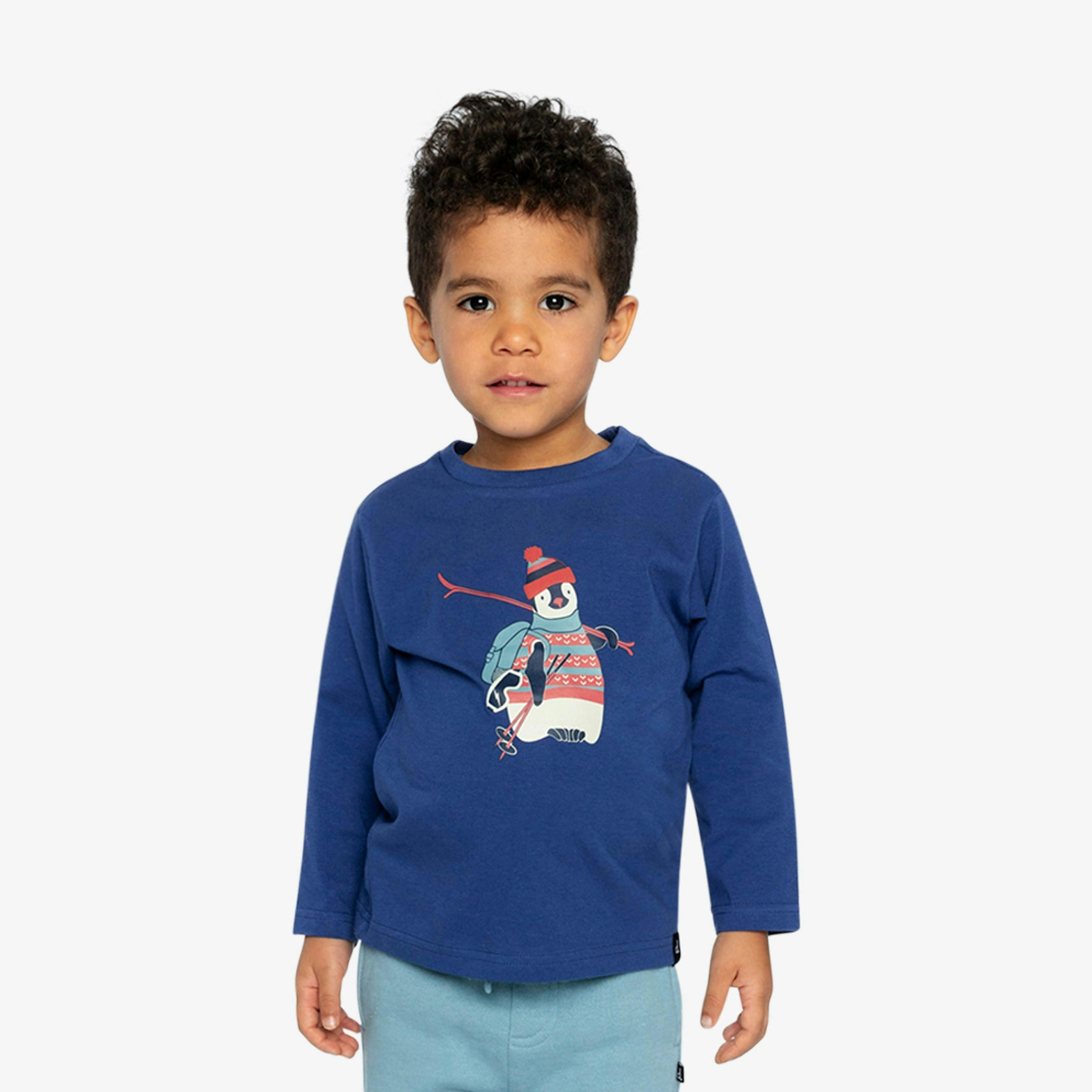 Long Sleeve Organic Cotton T-Shirt Blue , view 2 of 5