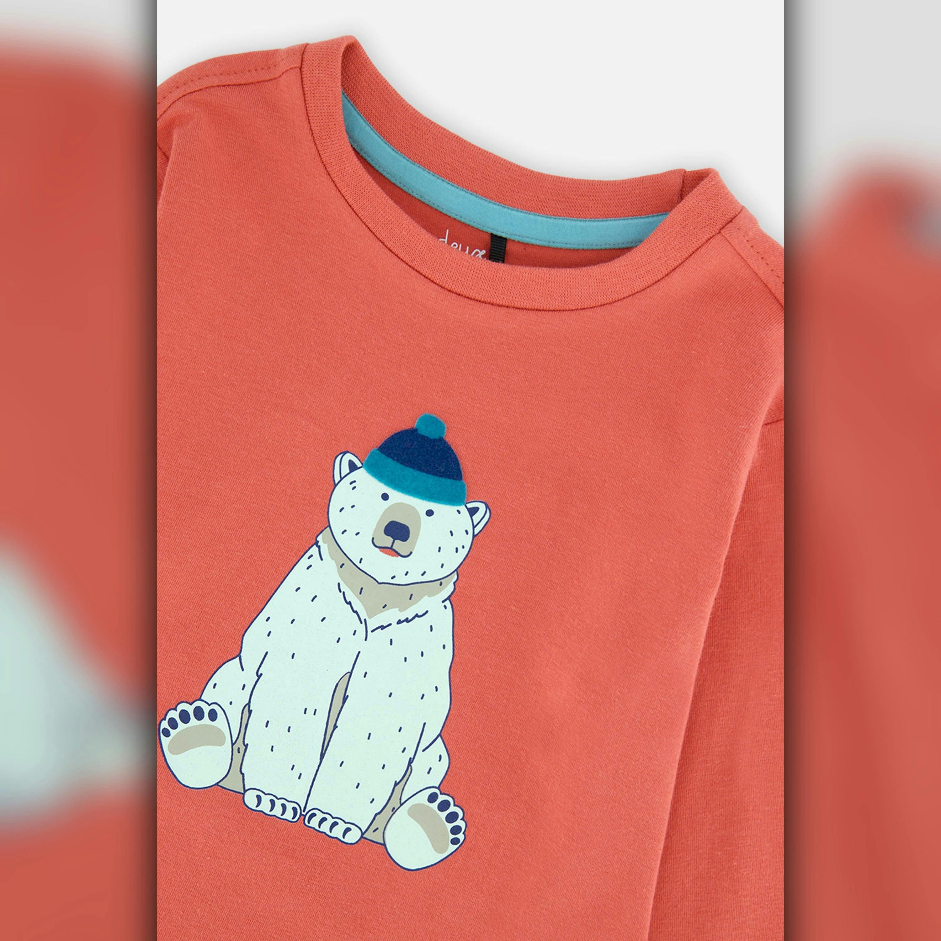 Long Sleeve Organic Cotton T-Shirt Rose Orange , view 5 of 6