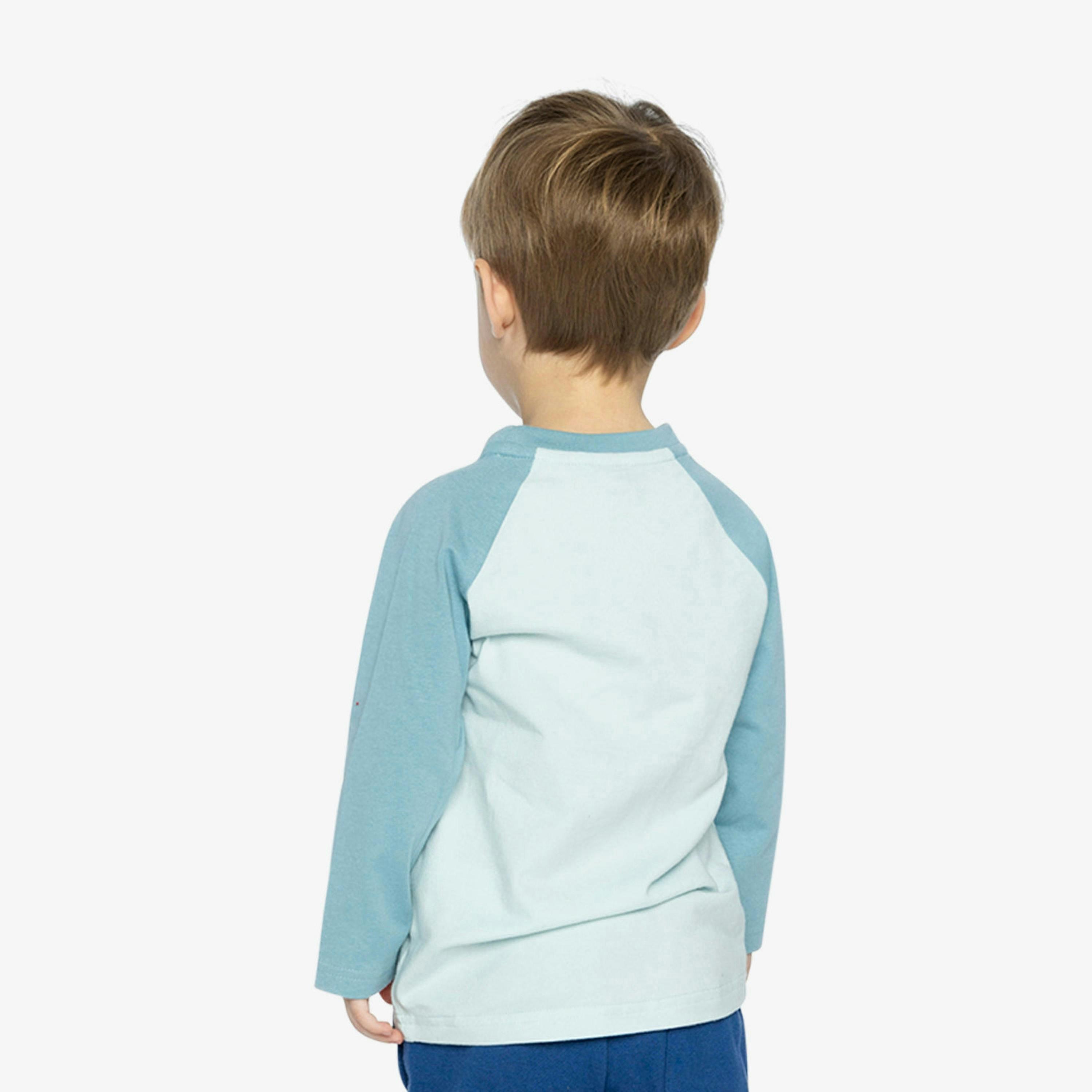 Long Sleeve Raglan Organic Cotton T-Shirt Very Pale Turquoise , view 4 of 6