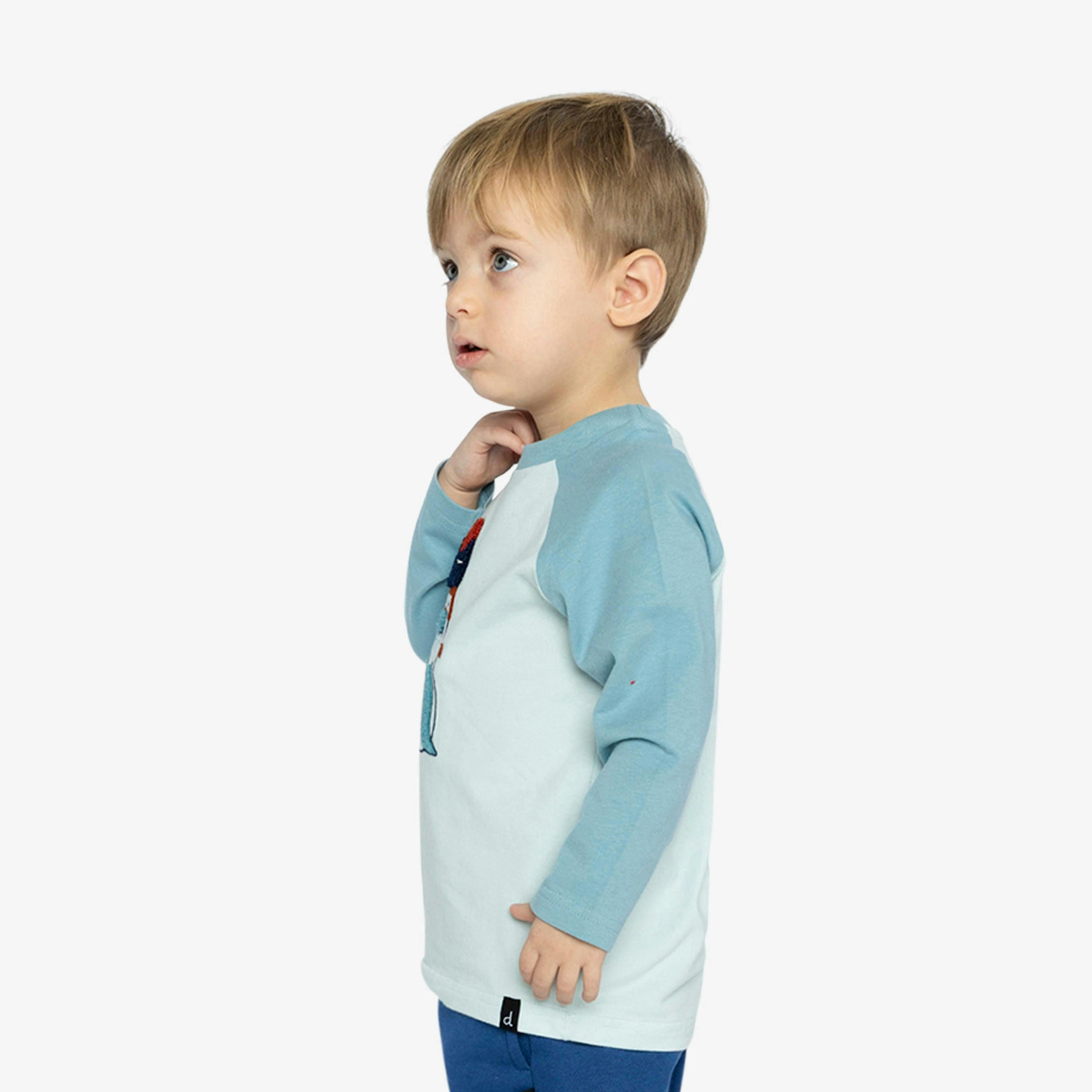 Long Sleeve Raglan Organic Cotton T-Shirt Very Pale Turquoise , view 6 of 6