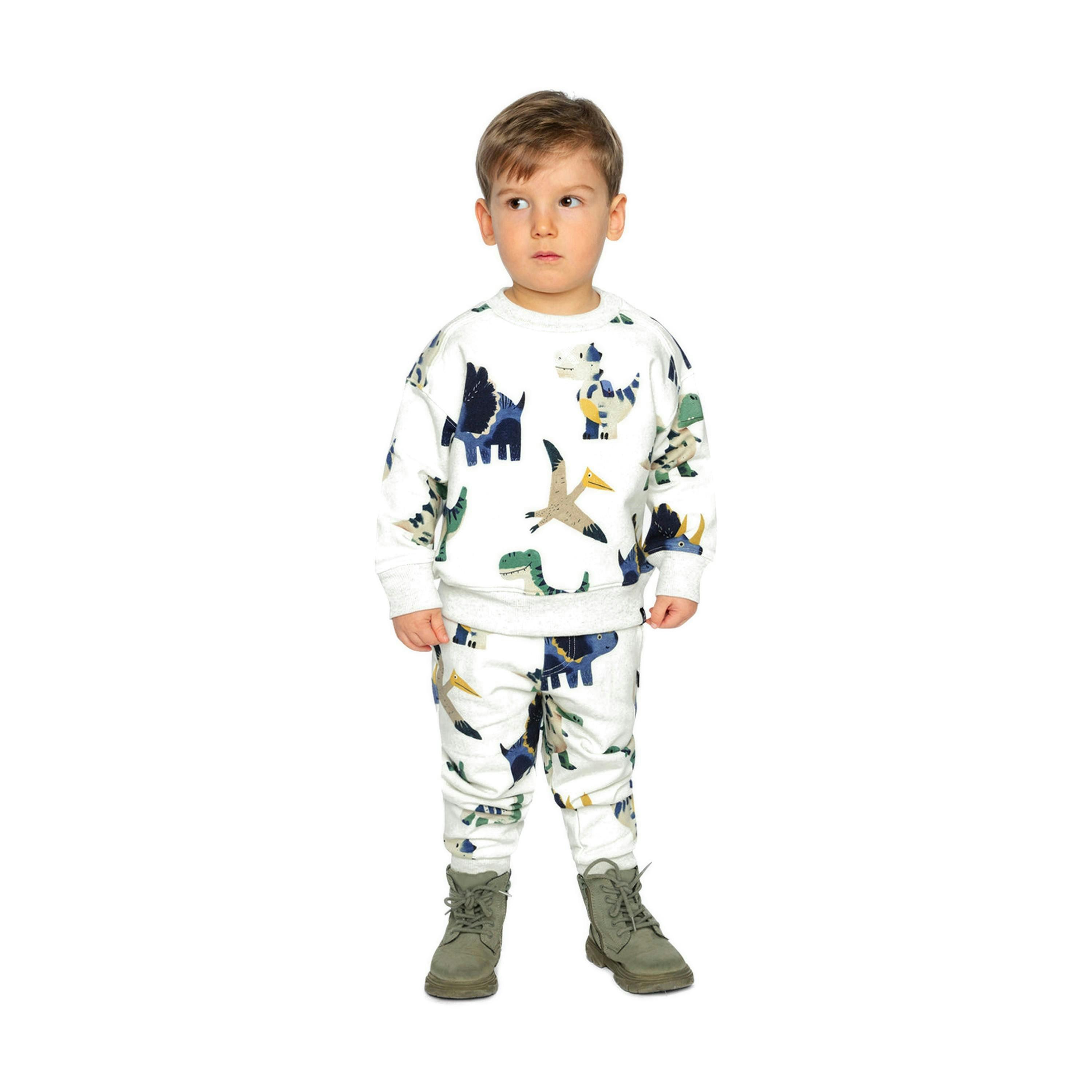 Fleece Sweatpants Beige Dinosaur Print , view 6 of 6