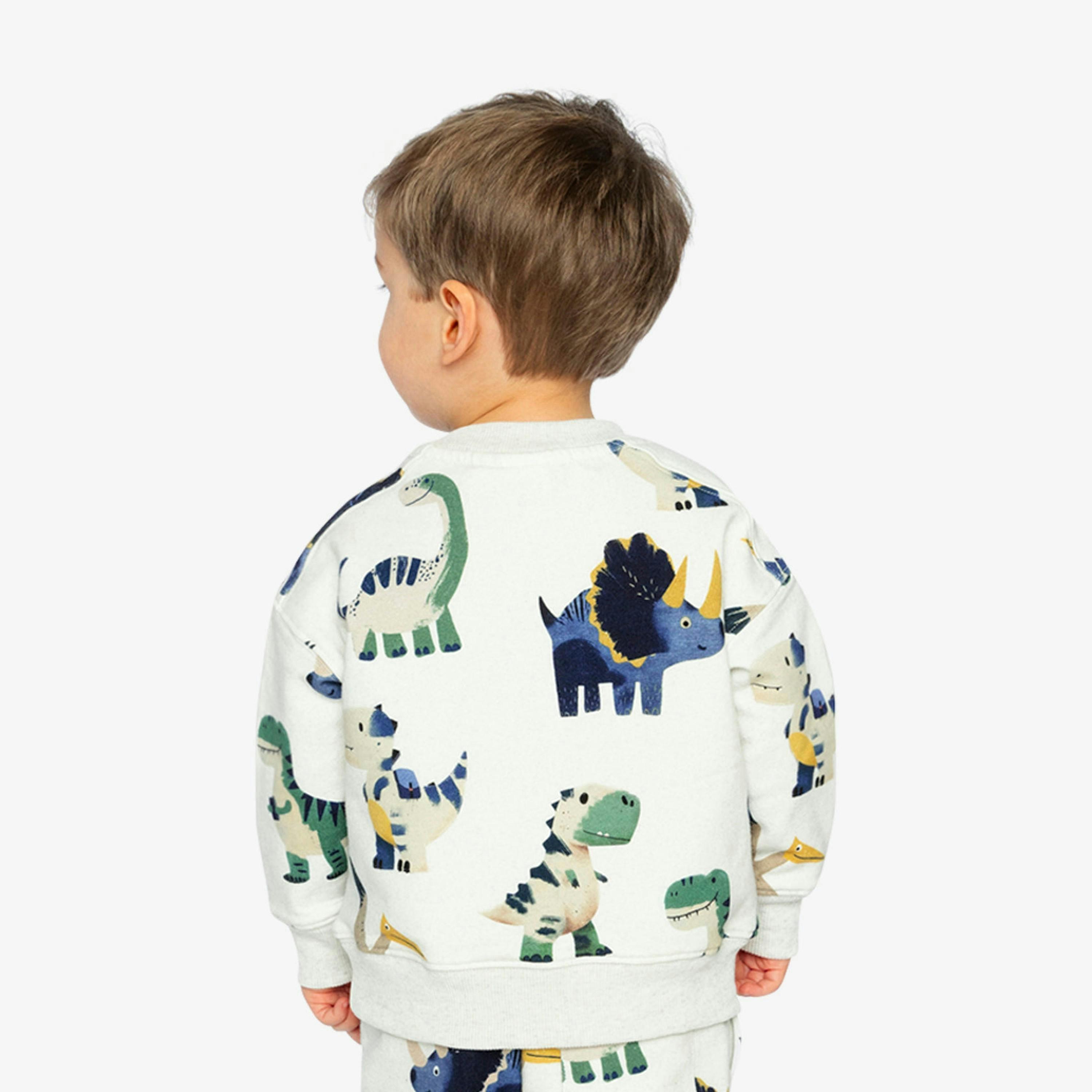 Fleece Sweatshirt Beige Dinosaur Print , view 5 of 6