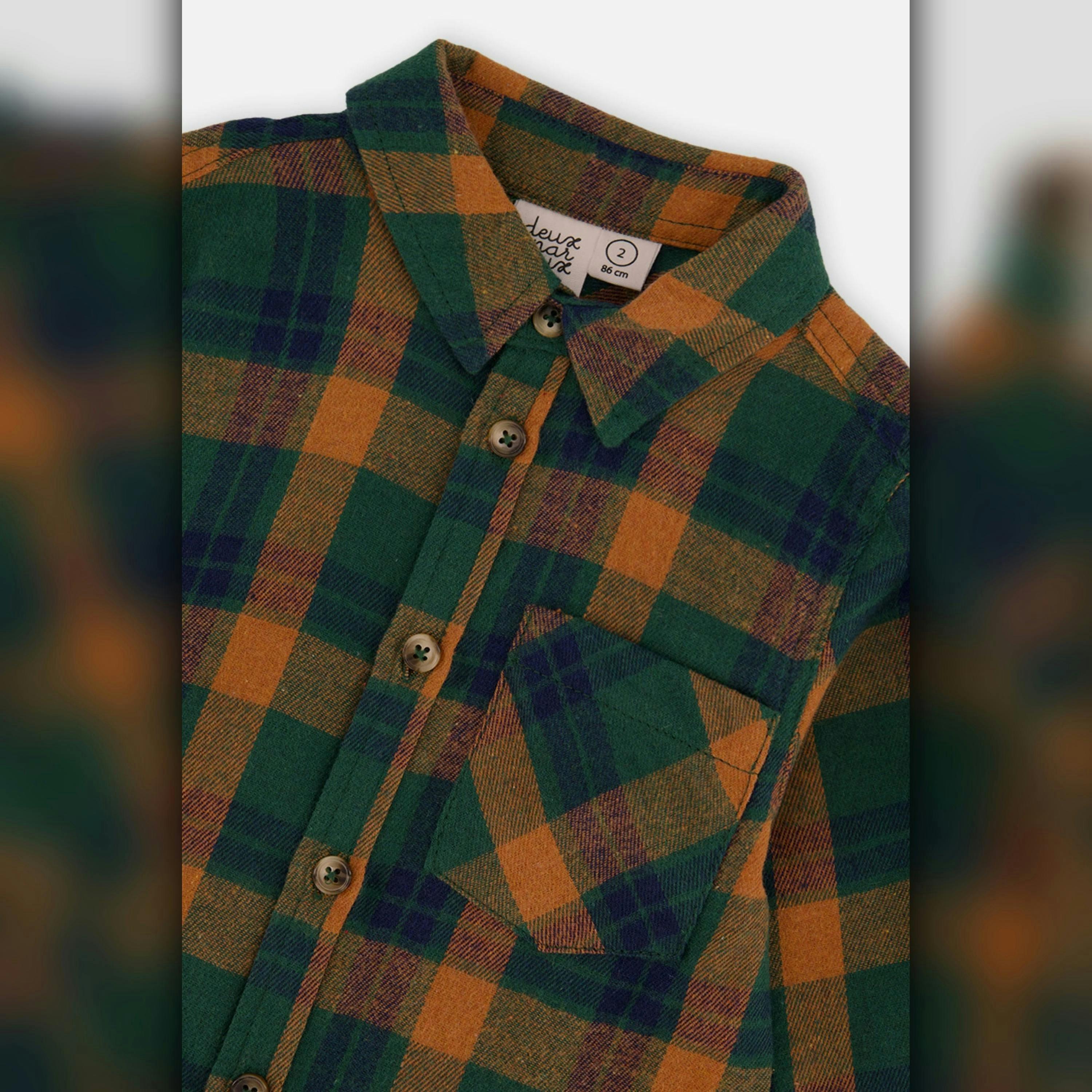 Baby Plaid Shirt Orange, Blue and Green , view 2 of 2