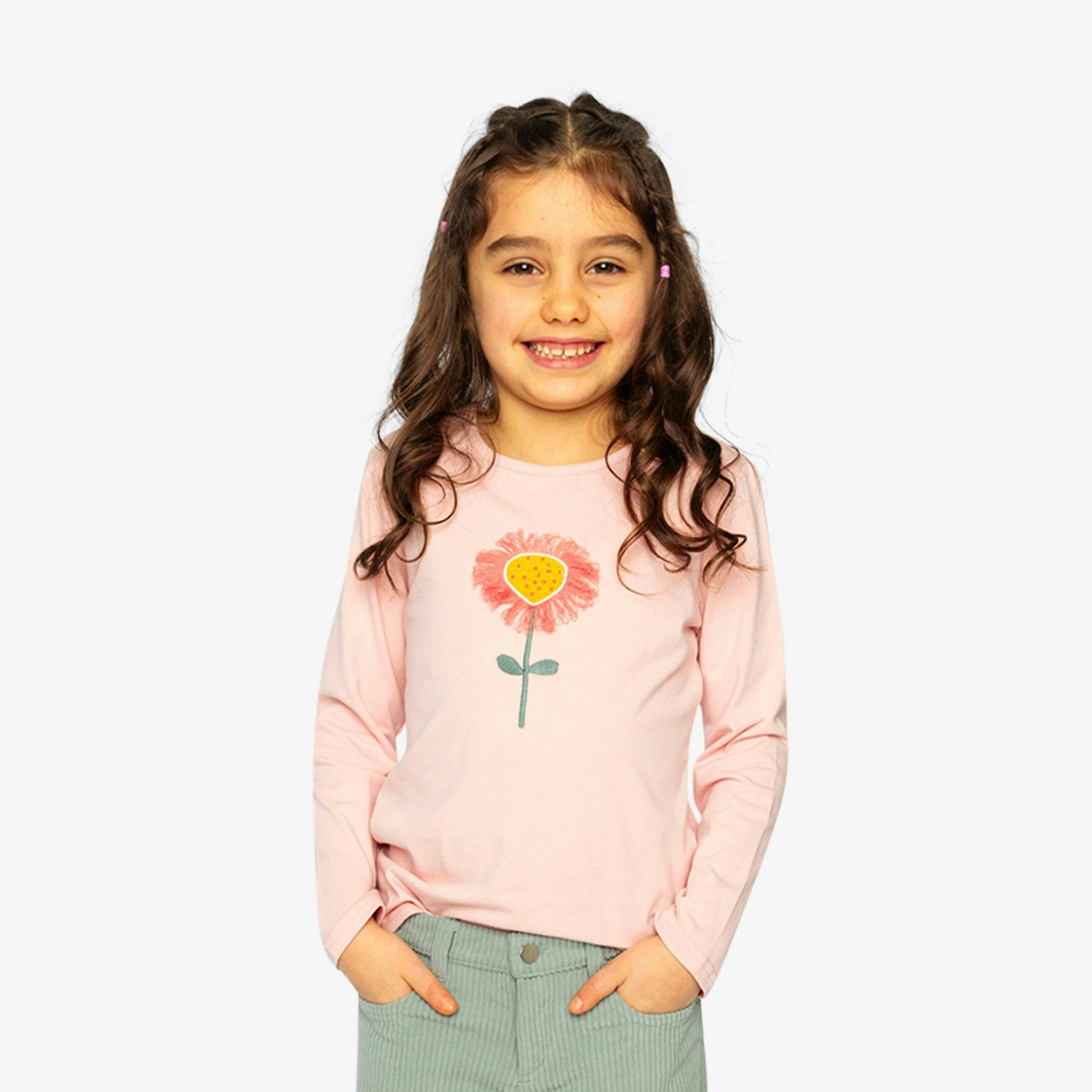 Long Sleeve Organic Cotton T-Shirt Pale Dusty Pink , view 2 of 6