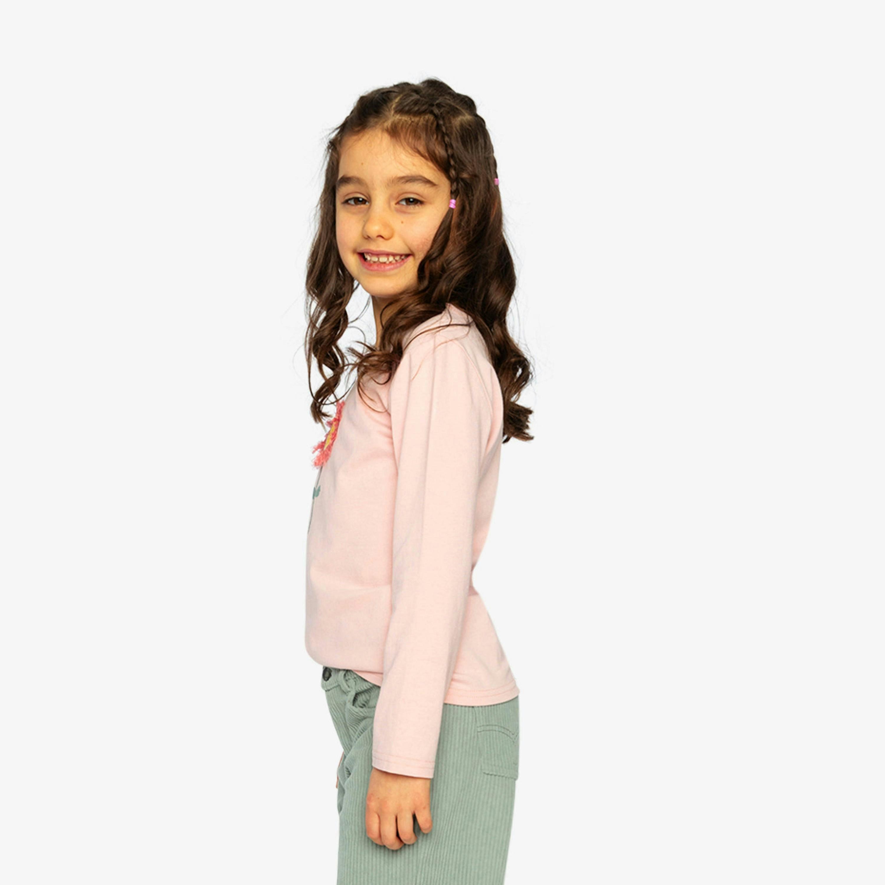 Long Sleeve Organic Cotton T-Shirt Pale Dusty Pink , view 3 of 6