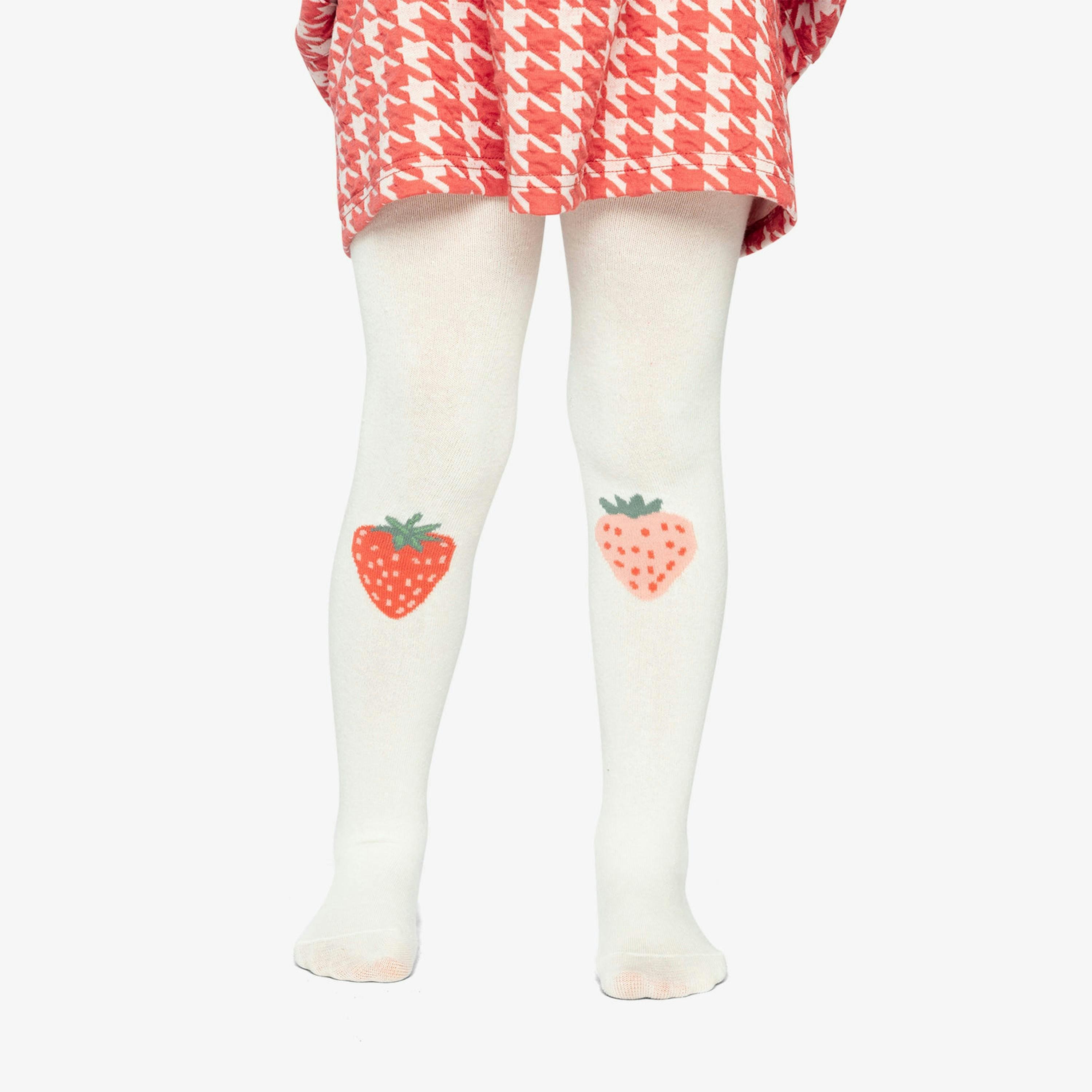 Knit Strawberry Tights Off-White , view 2 of 4