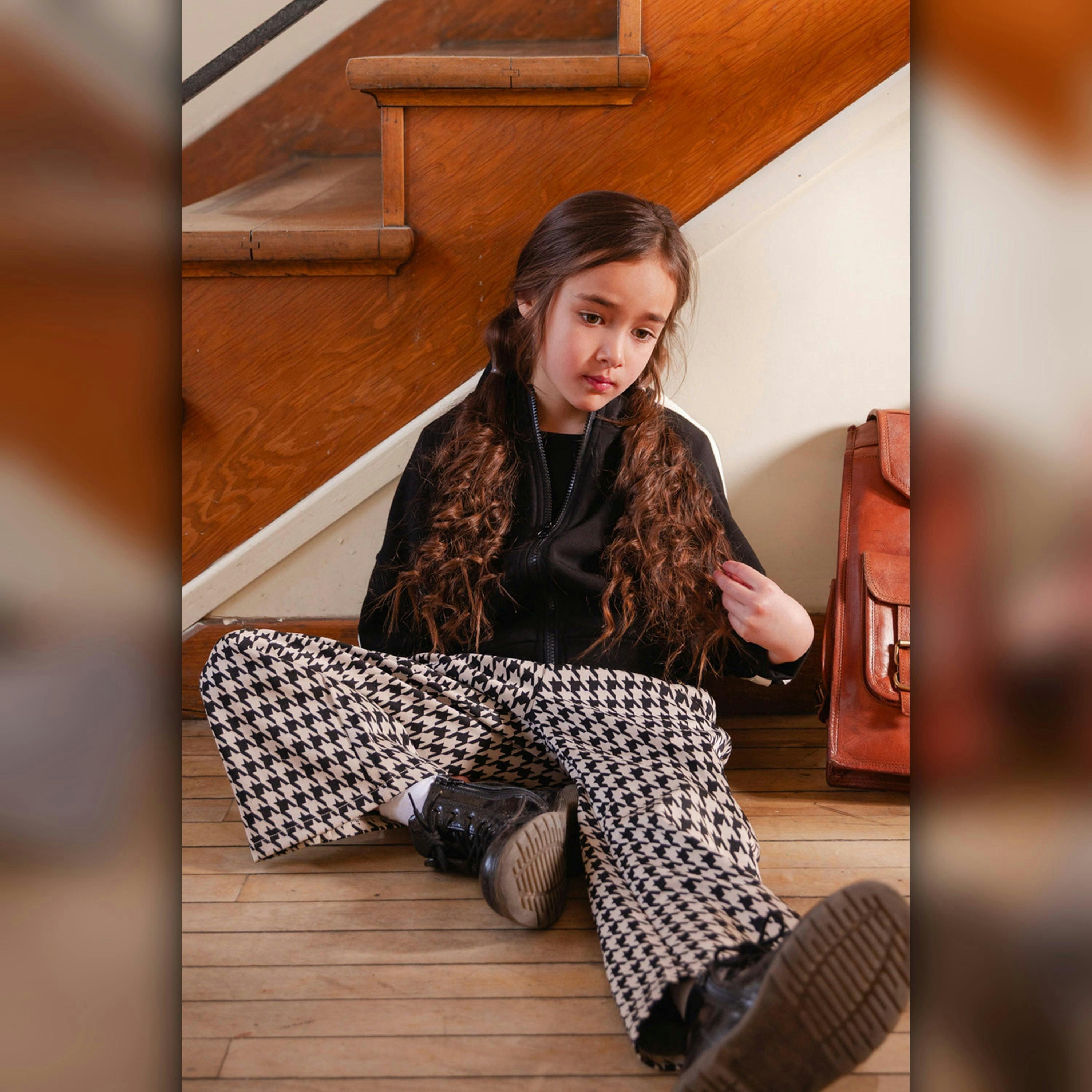 Flare Pants Black And Beige Houndstooth , view 2 of 6