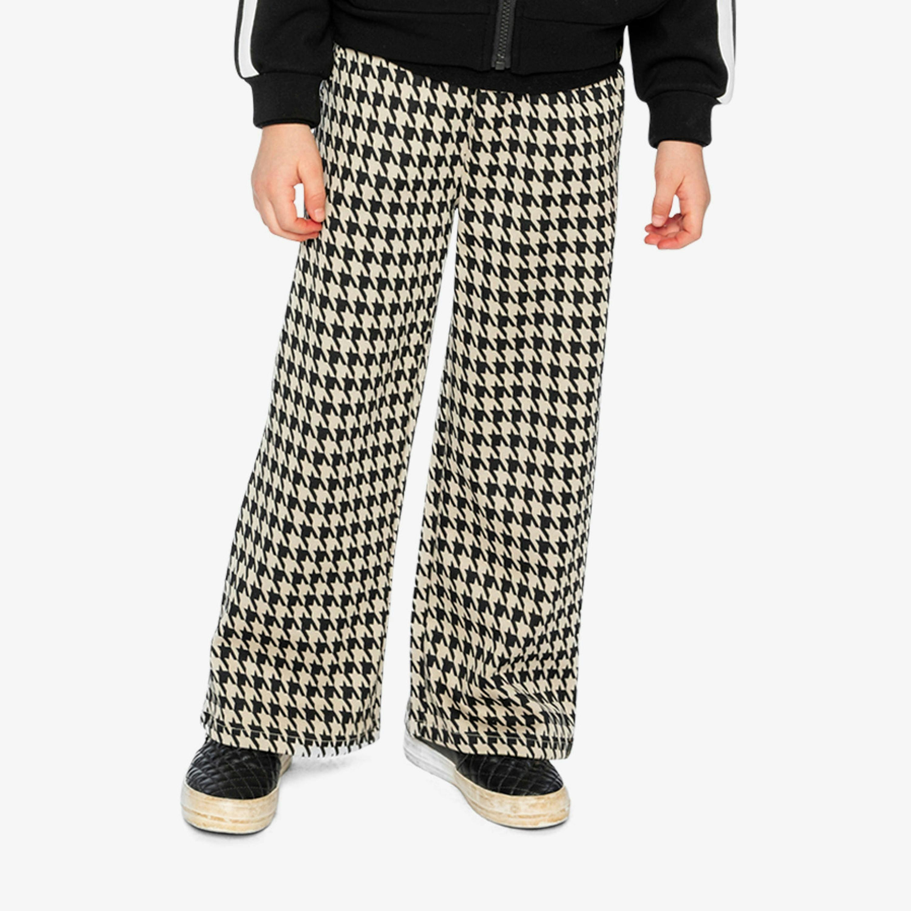 Flare Pants Black And Beige Houndstooth , view 3 of 6